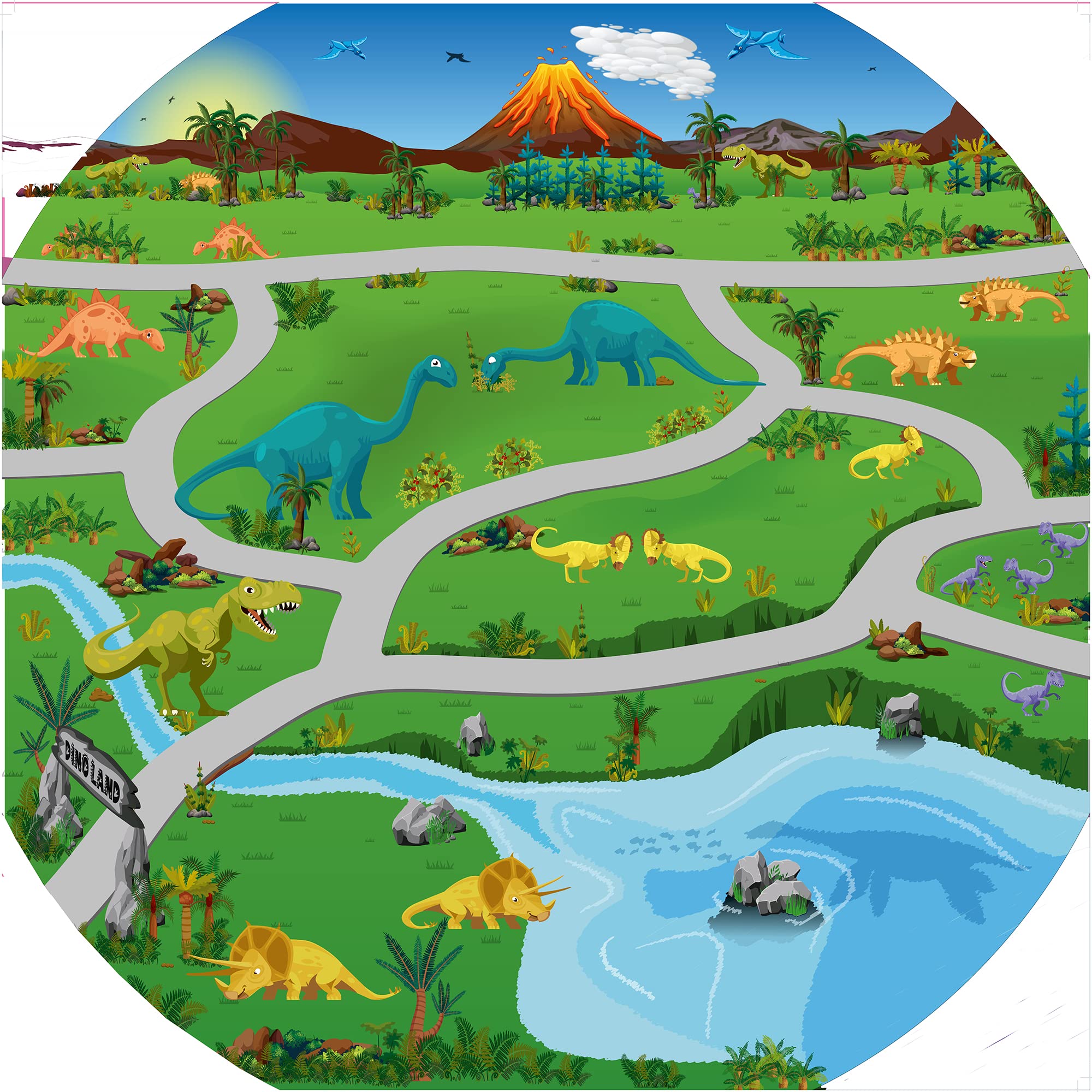 Dino Land Vinyl Tuff Tray Insert - 60 x 60 cm - For Mini Tuff Spot Tuff Tray