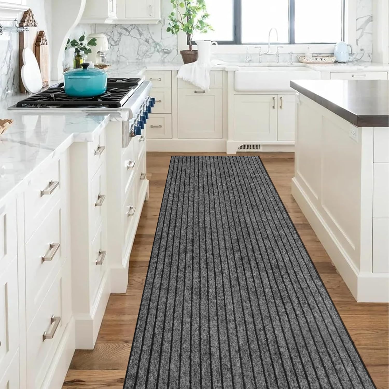 Runner Rug 2 ft x6 ft, Outdoor/Indoor Rug with Rubber Backing Non Slip for Hallway, Kitchen, Patio, Laundry, RV, Entryway, Garage, Bathroom, Area Rug Carpet, Grey Strip, Customizablees - Image 7