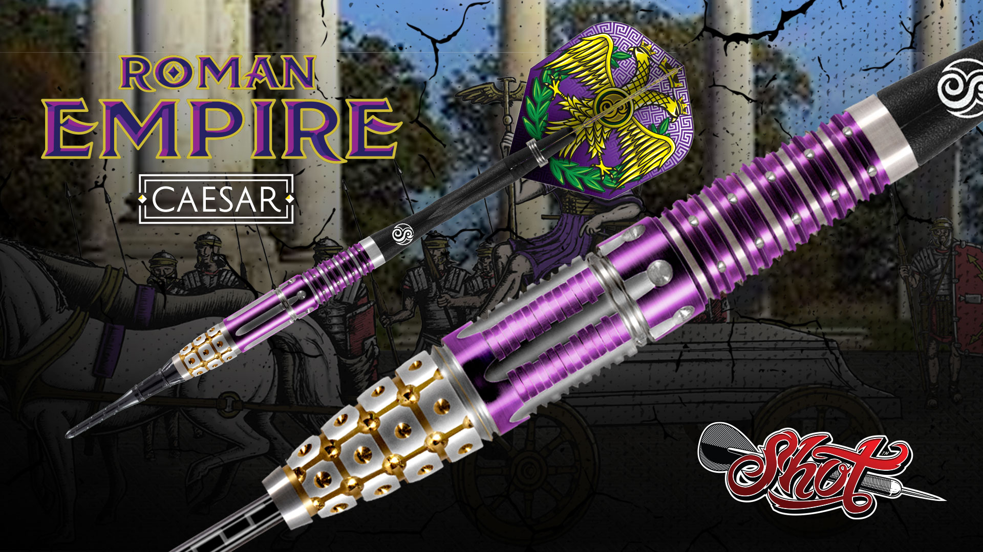Shot Roman Empire Centurion Steel Tip Dart Set 90% Tungsten Pro