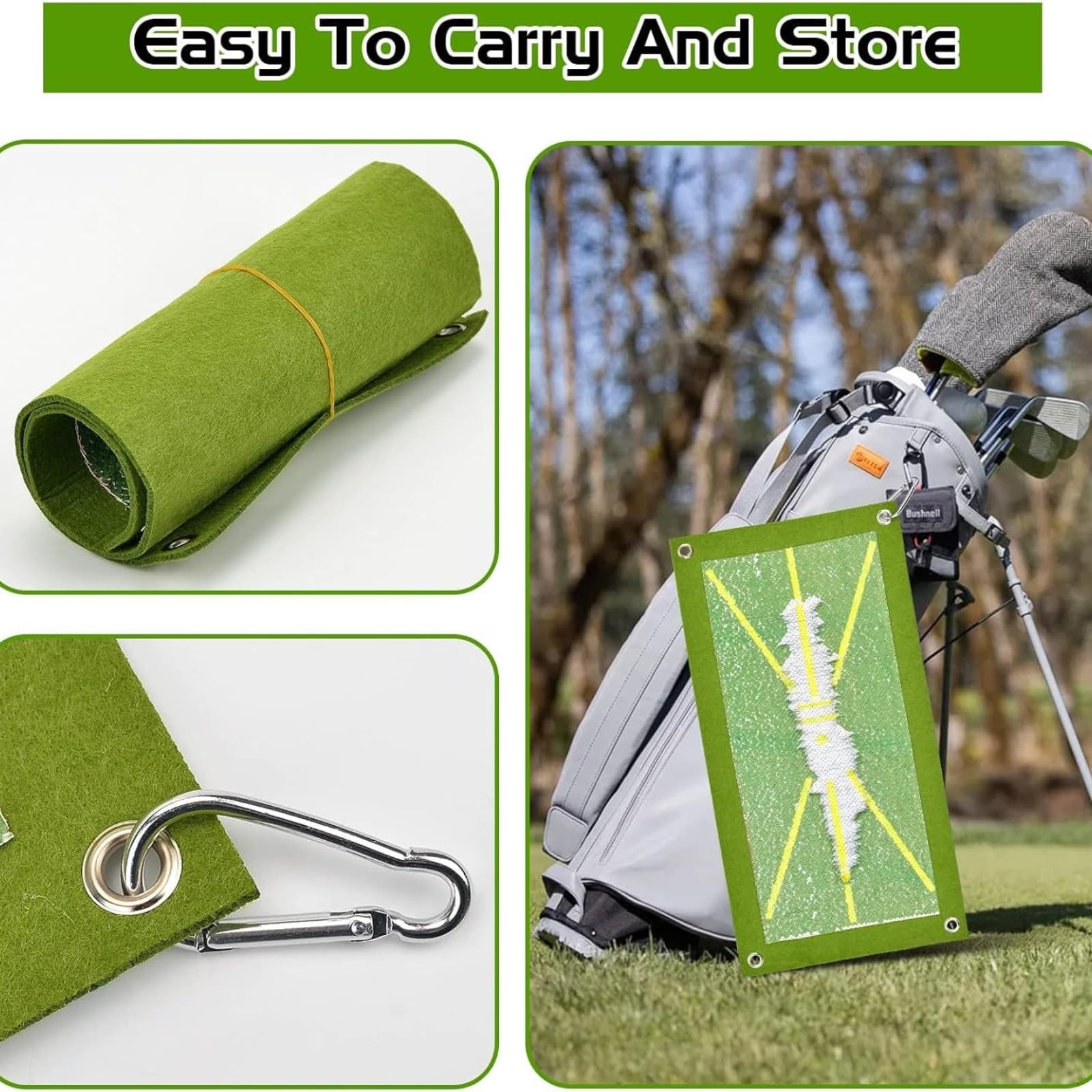 Alfombra de Golf con Bolsillo Negro 10pcs Mat de Entrenamiento para Interior