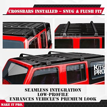 KitsPro 260lb Roof Rack Cross Bars for 2007-2026 Jeep Wrangler & 2020-2026 Gladiator Heavy Duty Aluminum Crossbars, Matte Black, No Drilling