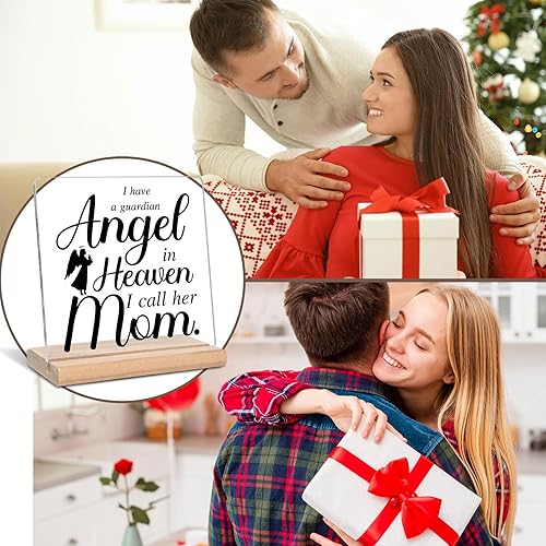 Miniatura 3 de Regalos conmemorativos por la pérdida de mamá, Tengo un ángel guardián en el cielo, la llamo mi mamá - Letrero decorativo de acrílico, regalos de