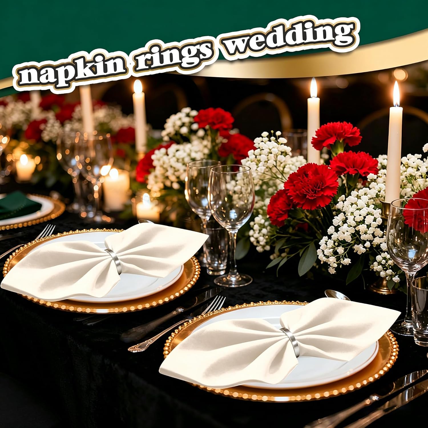 100 Pcs Silver Napkin Rings Bulk, Exquisite Round Napkin Ring Buckles, Suitable for Family Dinners, Weddings, Holiday Parties
