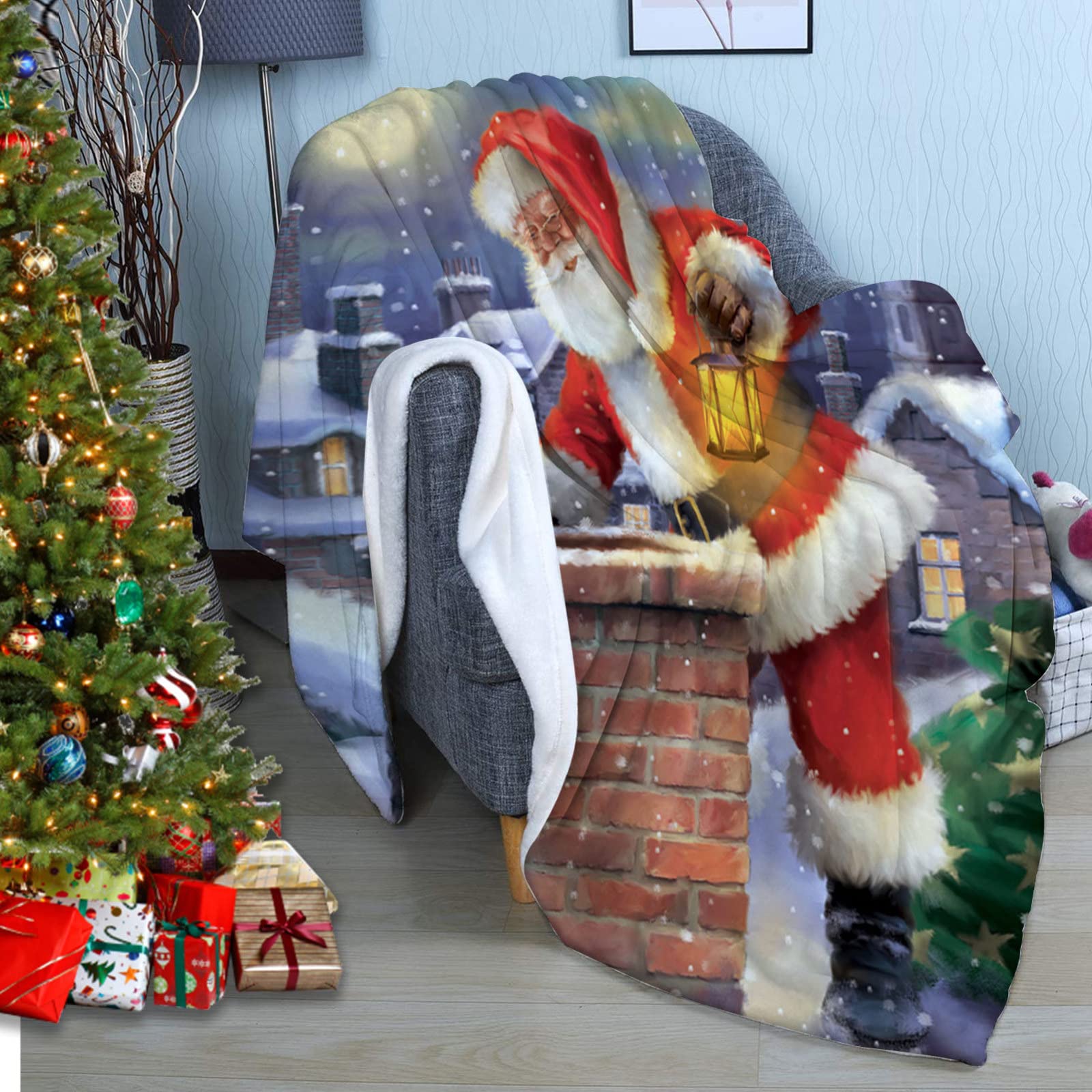 RDJSHOP Manta Navidad Feliz Navidad, Manta Navideña de Franela Santa Manta Mullida Ultra Suave y Acogedora para la Decoración del Hogar, Vacaciones de Invierno,Style5-150x220cm