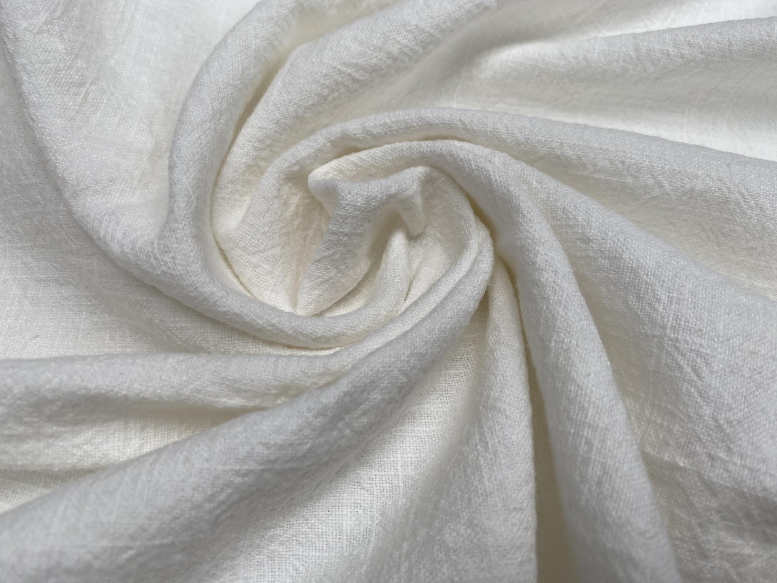 Stone Washed Pure Plain Linen Fabric Material Home Decor Bedding Clothes Curtains - 140cm Wide (Cream, 1 Metre)