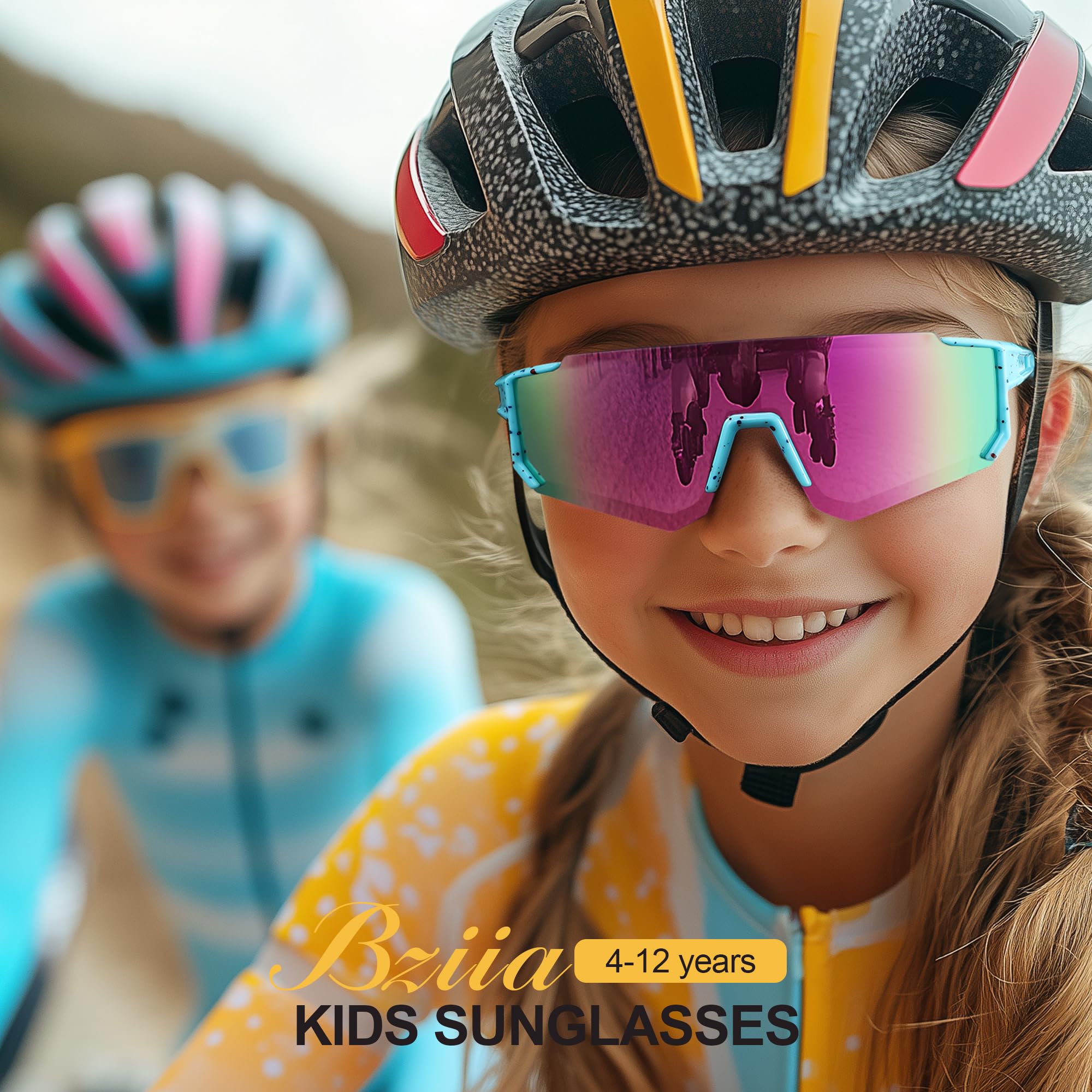 Kinder-Sonnenbrillen, Baseball-Sonnenbrillen für Jungen, Mädchen, Alter 4–12, Softball-Sport-, Radsportbrille, UV-Schutz, A01, Dunkelblau + Rosa, 3 Stück