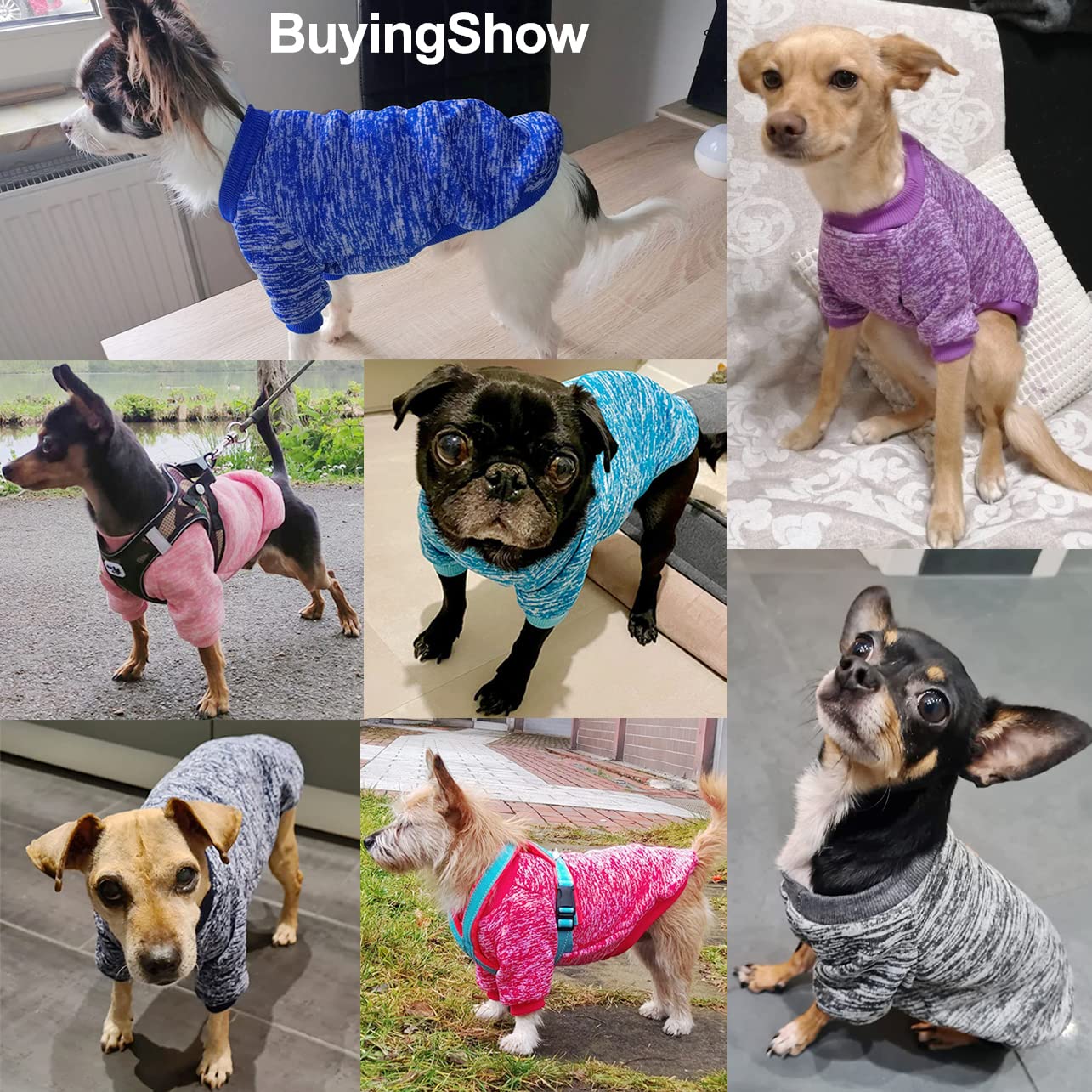 Jersey para Perro Pequeño y Gato - Sudadera Chihuahua, Tejido Cómodo, Suave y Cálido, Fácil de Poner (Azul+Azul Marino, XL) — view 4