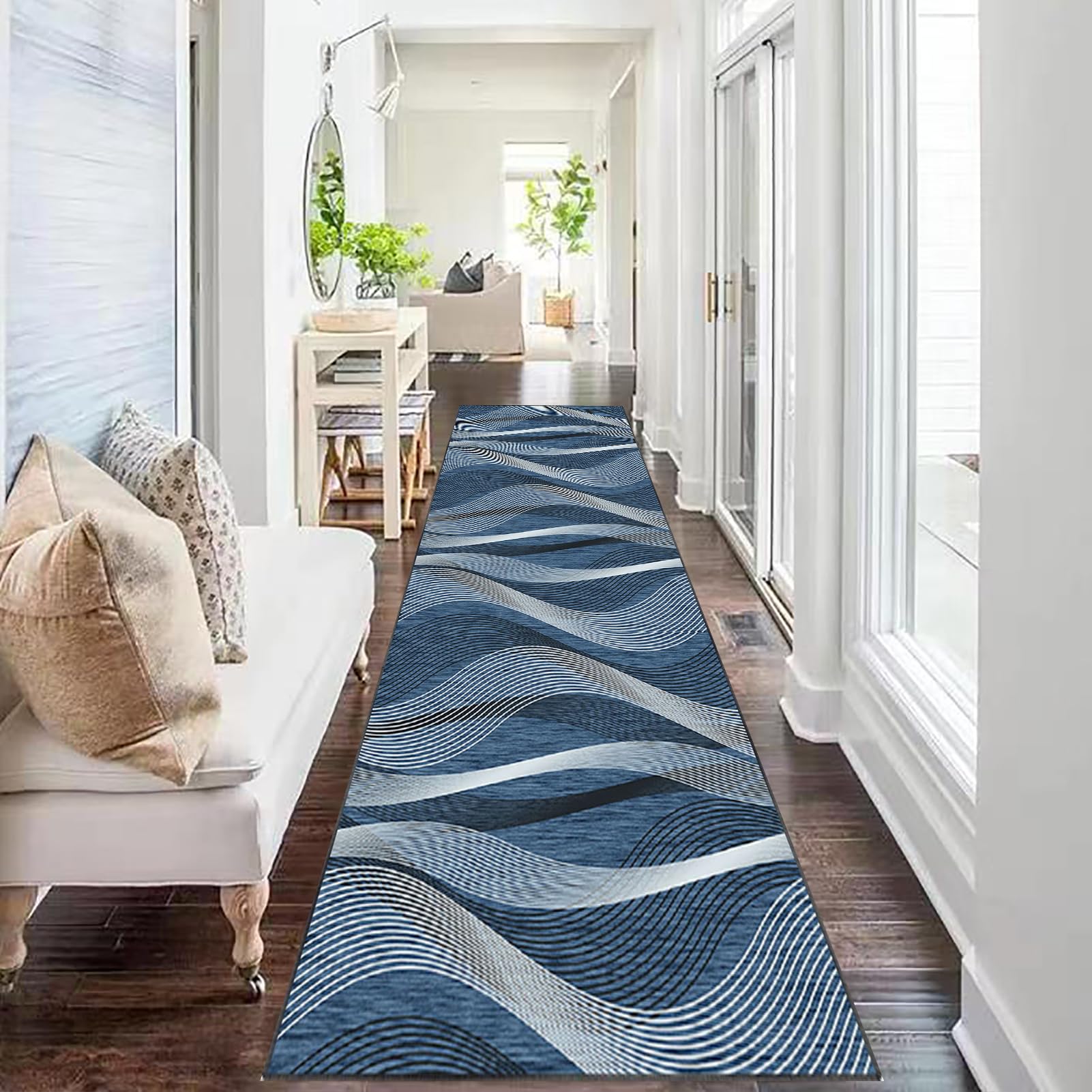 Tapis Couloir Long Antidérapant 40x60 Cm – Tapis Cuisine Devant Évier Lavable – Paillasson Entrée, Buanderie, Salle De Bain – Poils Courts Doux