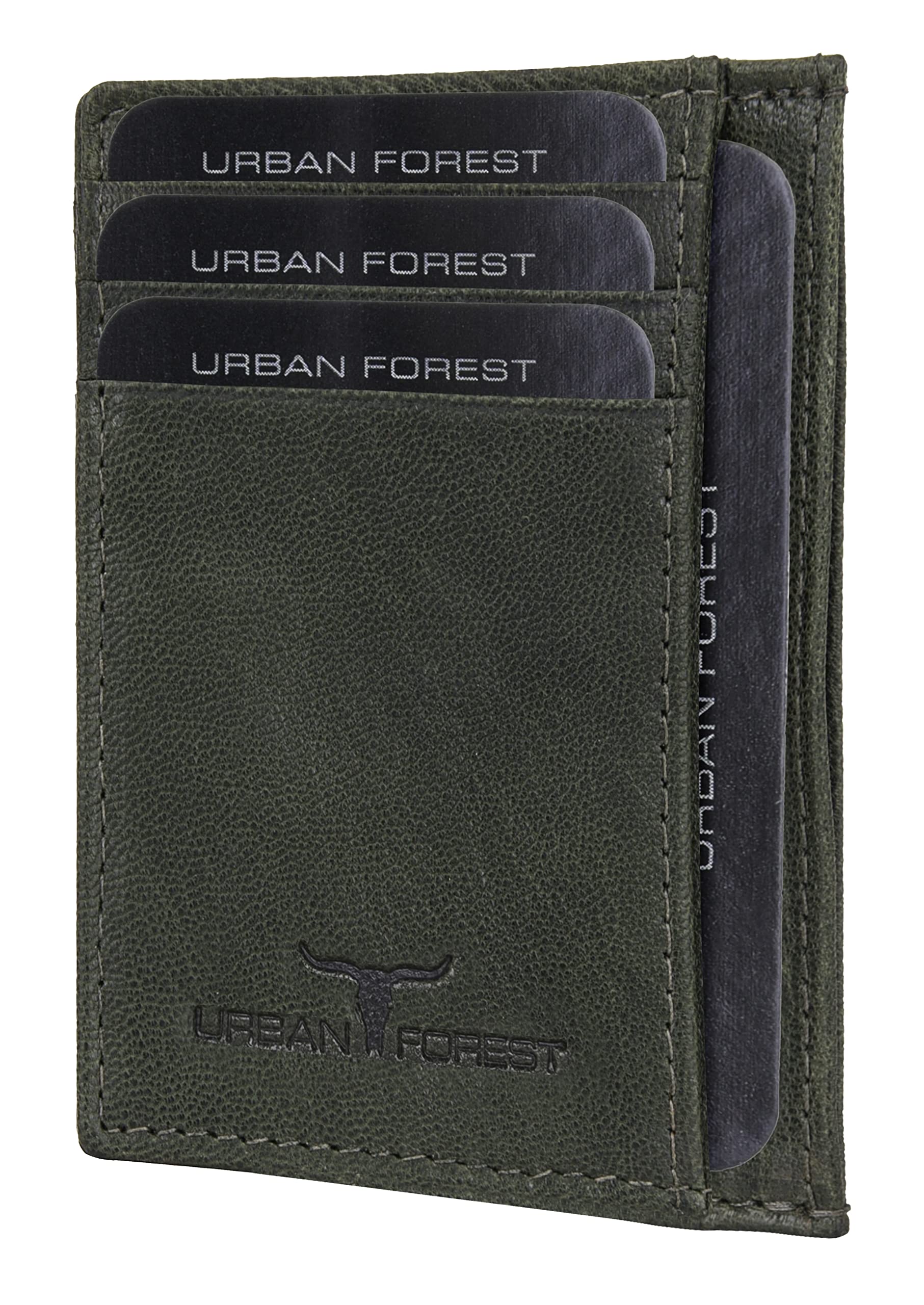 URBAN FOREST Green Chris Leather Card Holder for Men