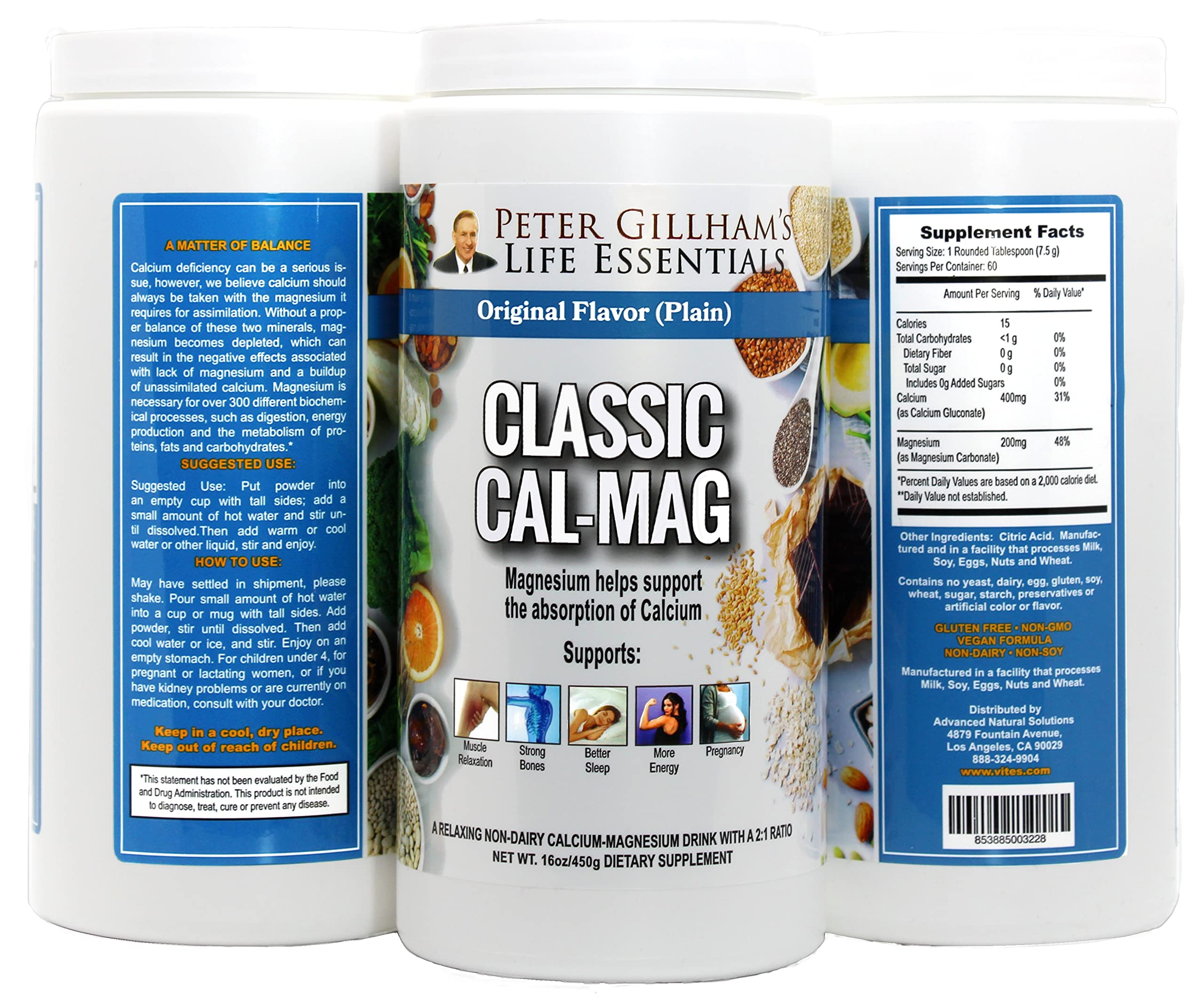 Peter Gillham's Cal-Mag, High Absorption 2:1 Calcium & Magnesium Citrate Powder; Supports a Healthy Response to Stress, Muscular & Bone Health, Reduce Cramps, Unflavored 16 oz