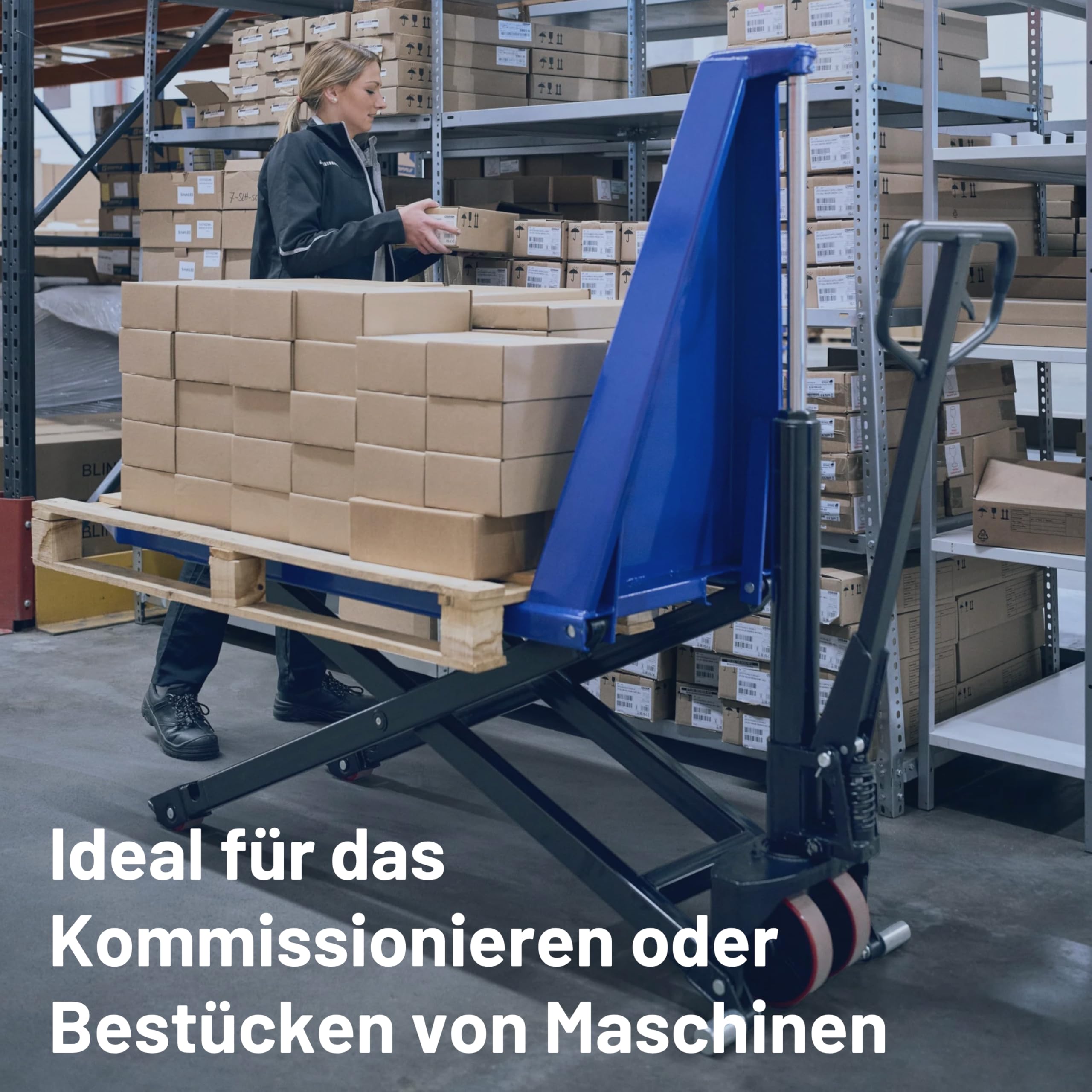 Pallit Scherenhubwagen mit Schnellhub 1000 kg Tragkraft 800 mm Hubhöhe 1170 mm Gabellänge | Hubwagen Hubtisch Scherenhubtisch Hochhubwagen ZAC