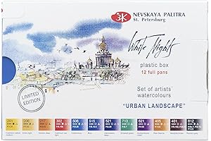 Nevskaya Palitra Watercolor Artists Grade Paint Set Urban, 12 full pans 2.5ml