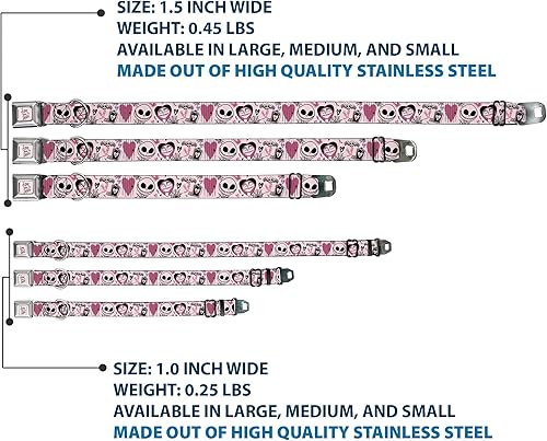 Miniatura 3 de Disney Pet Collar collar de perro hebilla de metal para cinturón de seguridad The Nightmare Before Christmas Jack y Sally Doodles rosa 20 a 31