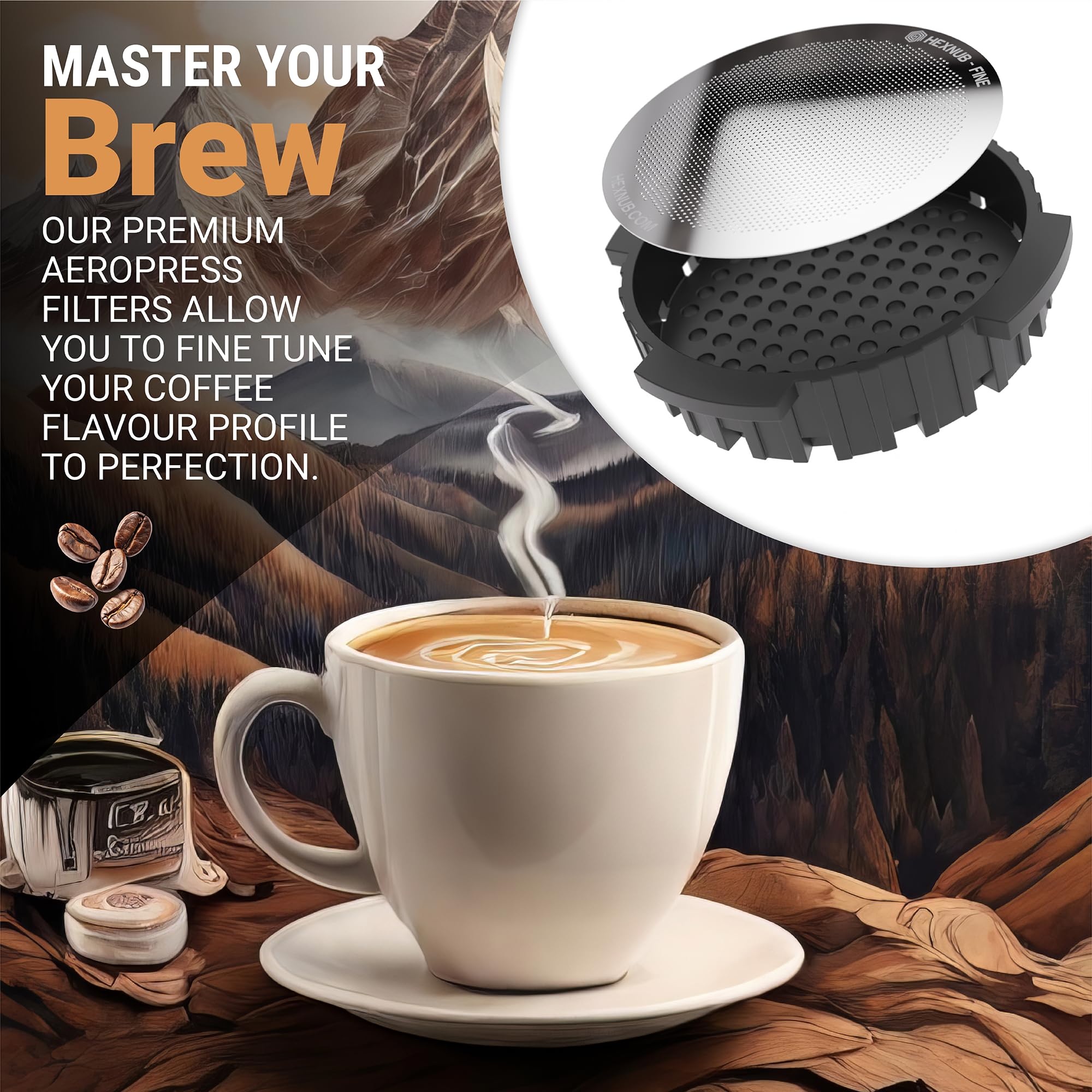 HEXNUB Edelstahl Filter Für AeroPress – 3 Stück, Wiederverwendbar, Für Kräftigeren Kaffee Als Papierfilter