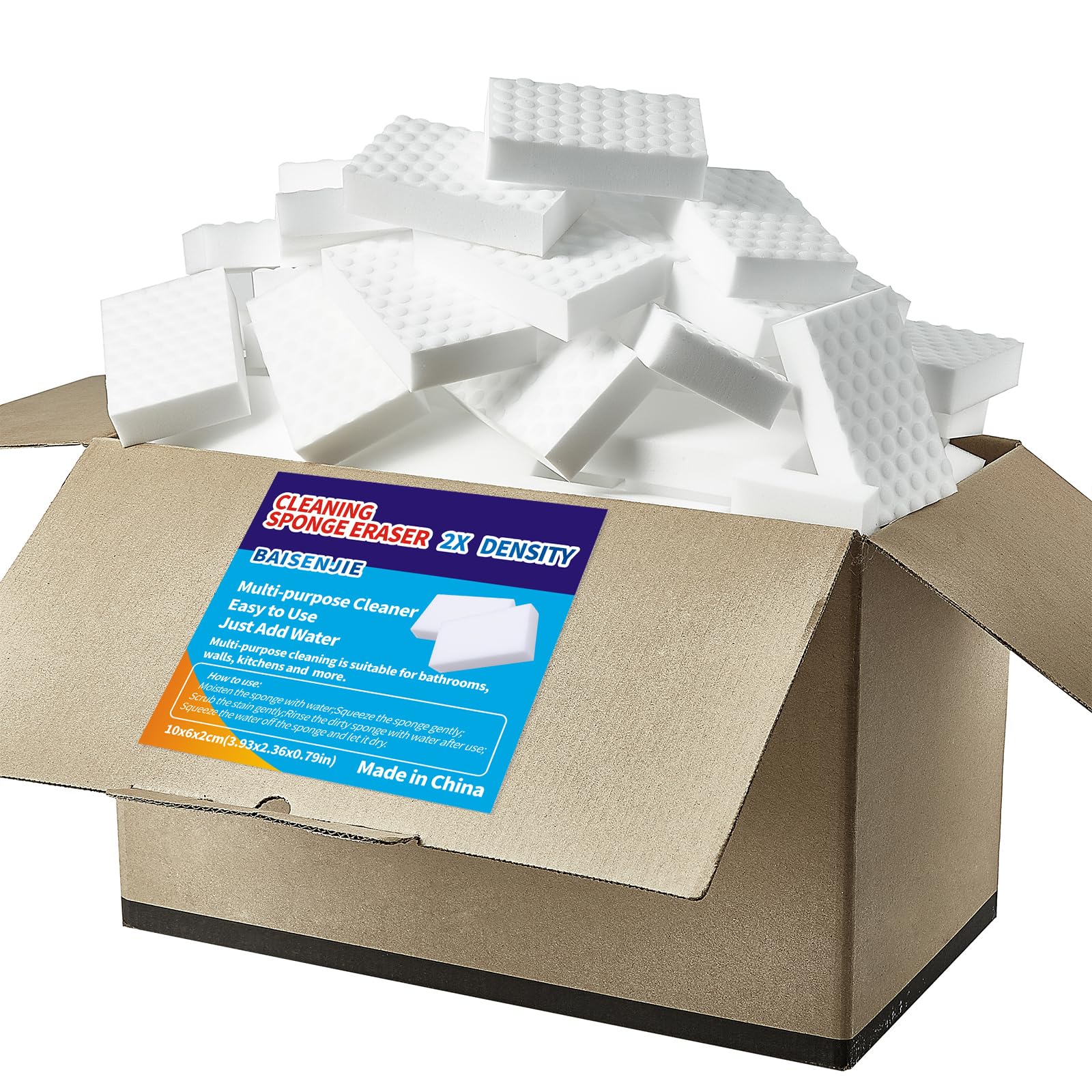 Magic Sponge Erasers,100 Pack 2X Density Melamine Sponge Foam Pads,Household Cleaning Supplies Cleaner for Kitchen, Bathroom, Bathtub, Sink, Wall