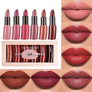 RoseFlower Matte Lipsticks Set 6 Colors Nude Lipstick Velvet Matte Lipstick Tattoo Red Lipstick Long Lasting Waterproof Li...
