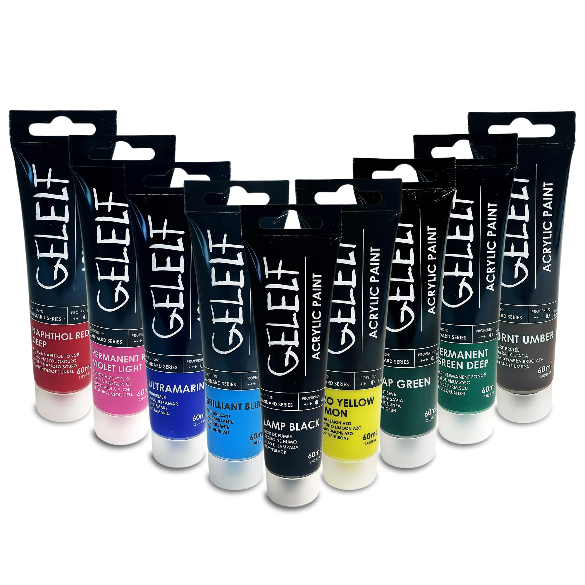 Pinturas acrílicas para impresión en placa de gel, transferencia perfecta, juegos de pintura acrílica especial para suministros de impresión de placas de gel, 9 colores, total 540 ml, juego de