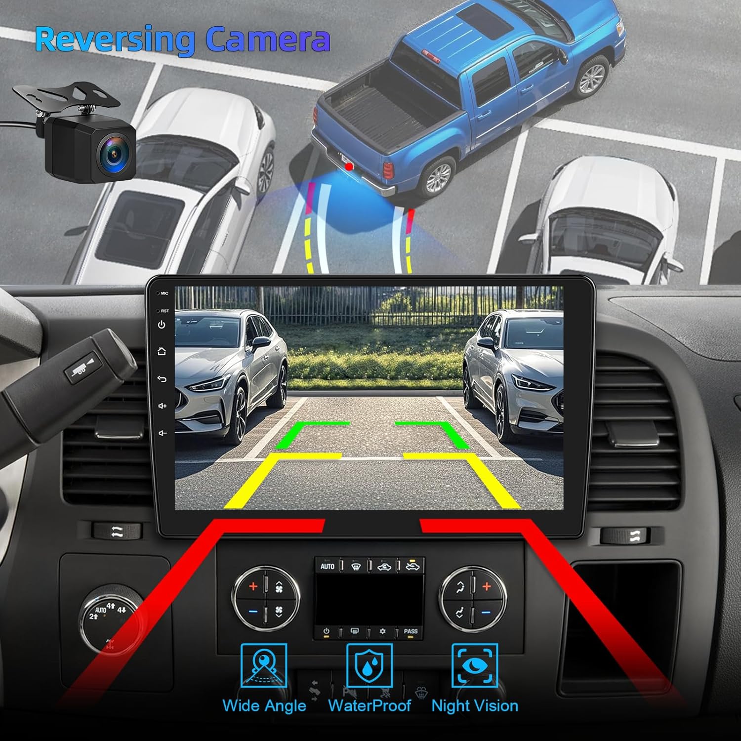 Car Stereo Radio for Chevy Silverado 2007-2013, Touch Screen Radio for Chevy Silverado 1500 with 10Inch 2+64GB Carplay & Android Auto Backup Camera