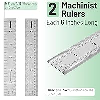 Vista 2 de Mr. Pen - Regla de maquinista, 6 pulgadas, paquete de 2, acero inoxidable con graduaciones en pulgadas y mm, regla de precisión