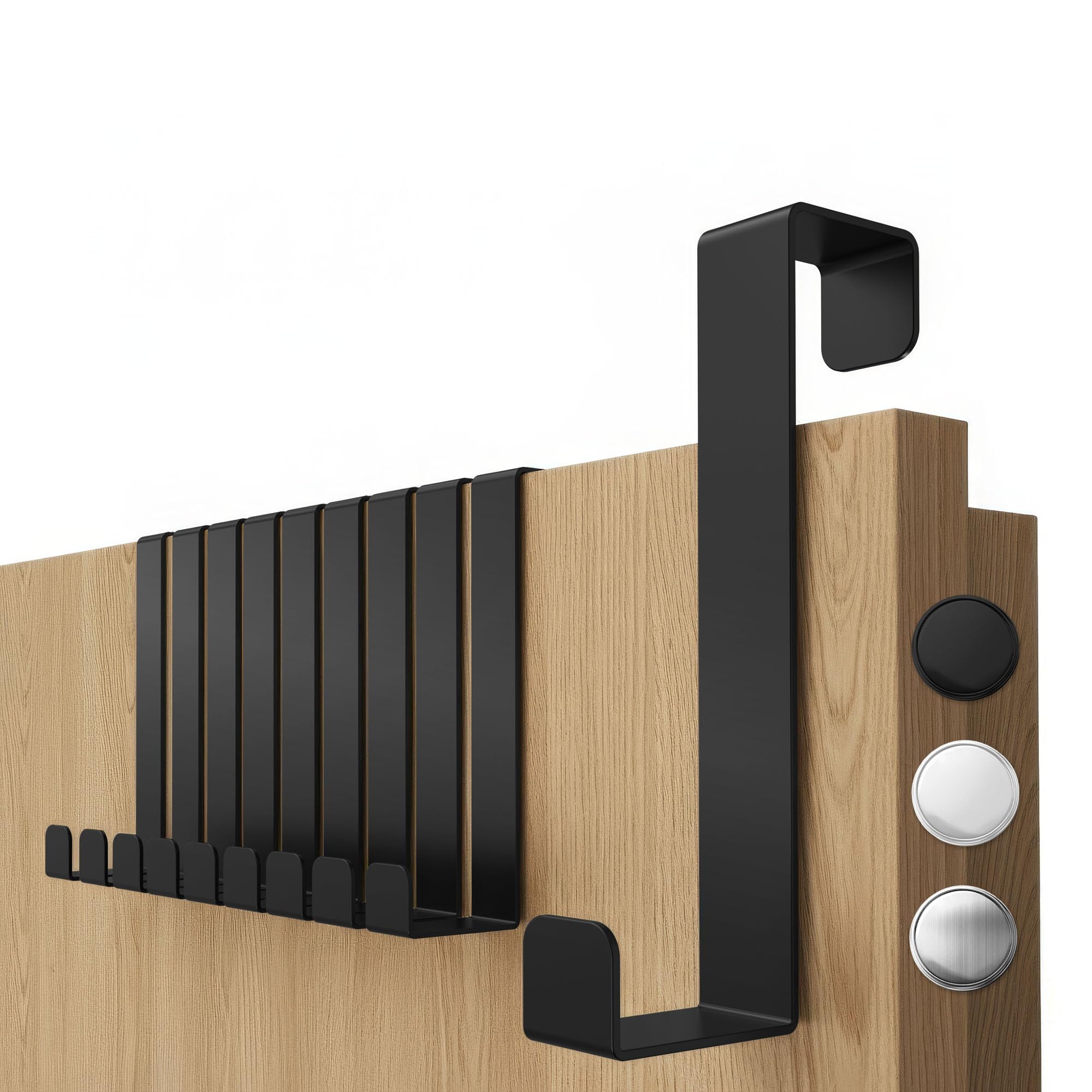 4smile Türhaken zum Einhängen, 10er Set - Schwarze Kleiderhaken für Tür oder Schrank, vielseitige Haken zum Einhängen - Türgarderobe mit hoher Tragkraft, stabile Türhakenleiste