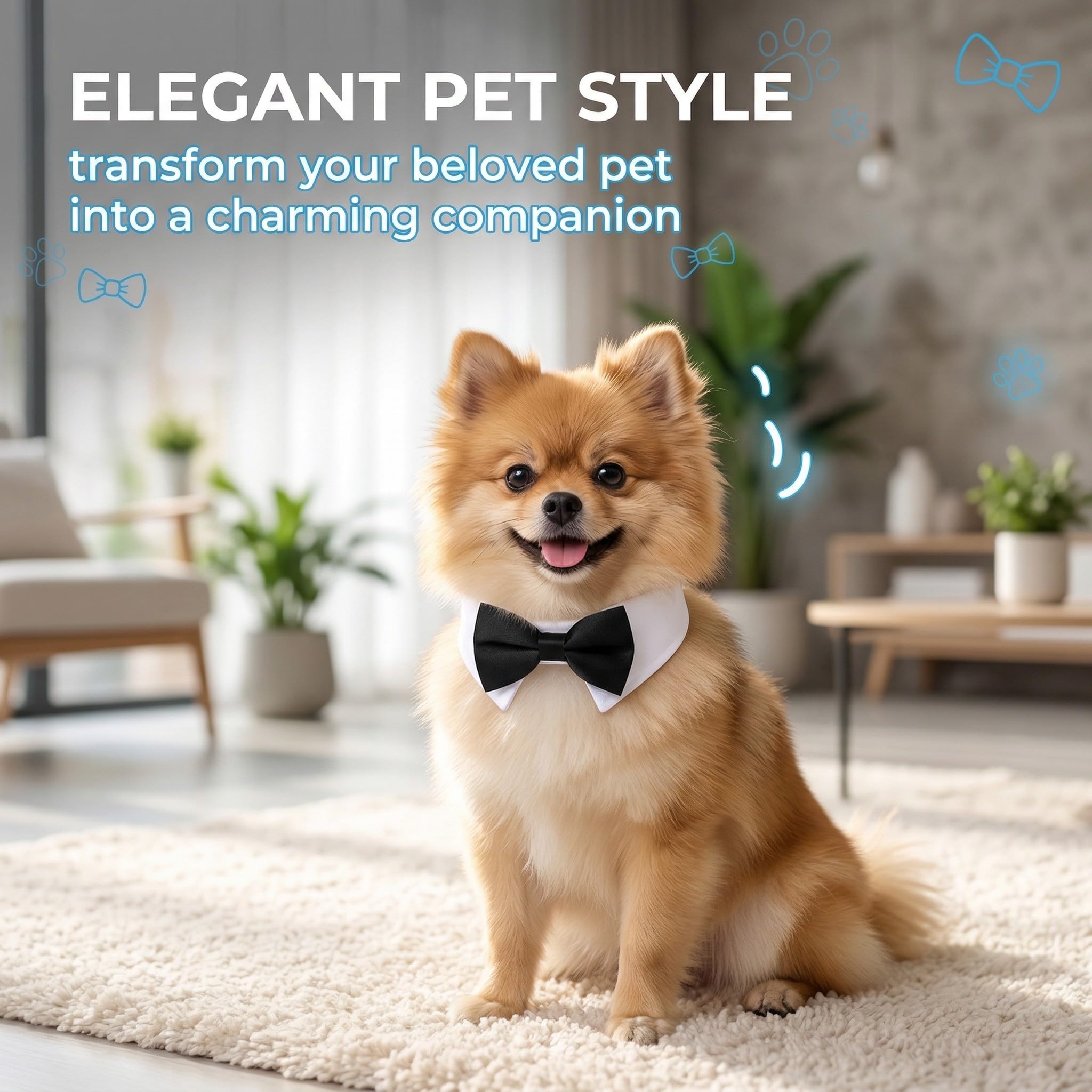 Papillon Cane Costume per Cani Cravatta Regolabile con Chiusura in Velcro Nero