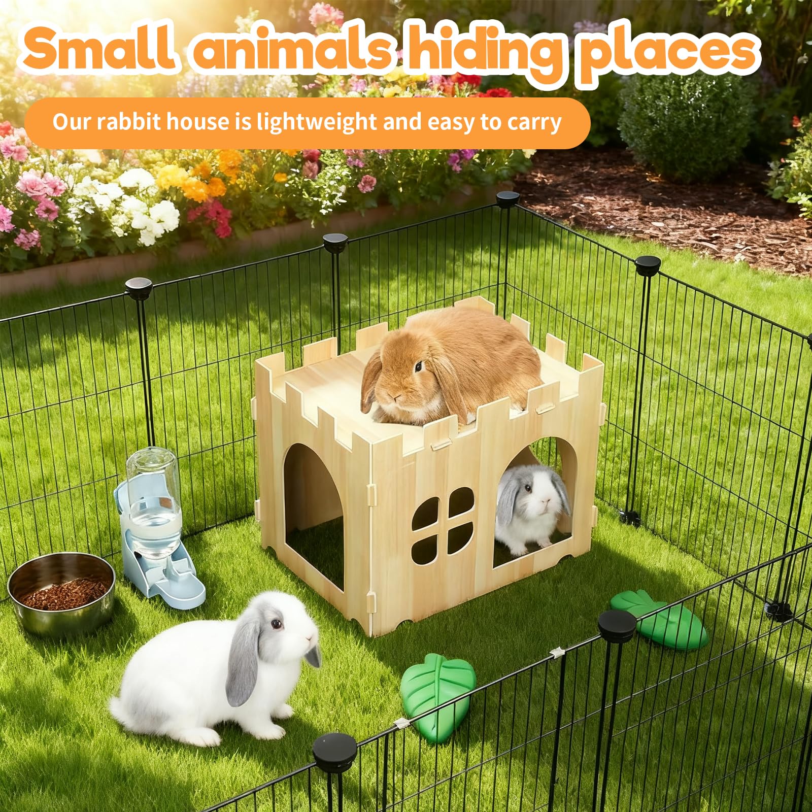 GroßEs Kaninchenhaus, Kaninchen Spielzeug Abnehmbares Hasen Spielhaus Hamster Haus Kleintierhaus für Indoor Erwachsenes Kaninchen Meerschweinchen Chinchilla Habitat