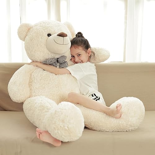 Miniatura 7 de Poutmac Oso de peluche grande de 4 pies suave y gigante para novia, mujeres, niños, para San Valentín, Navidad, cumpleaños (marrón claro, 47