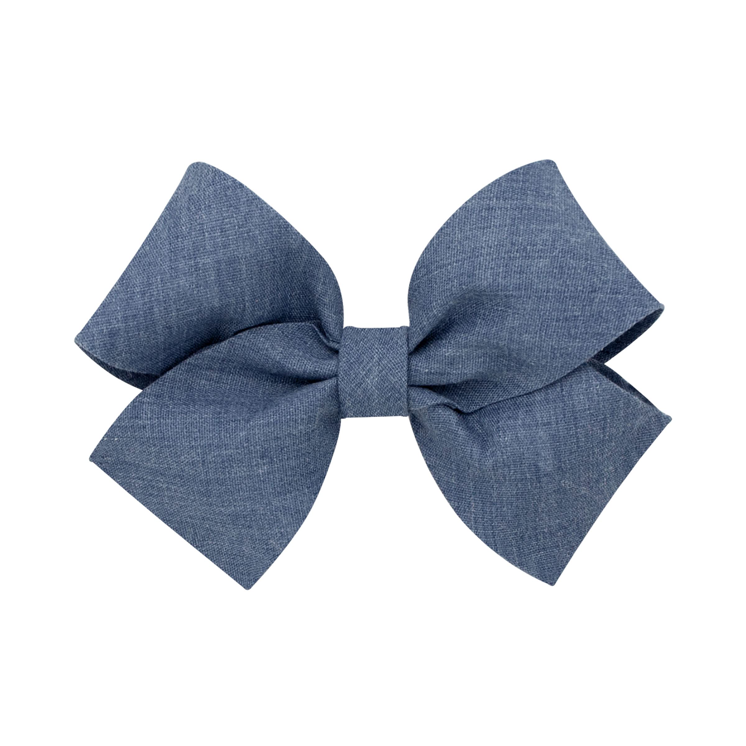 PLH Medium Two-Loop Folded Tail Cotton Bow, Denim, Medium