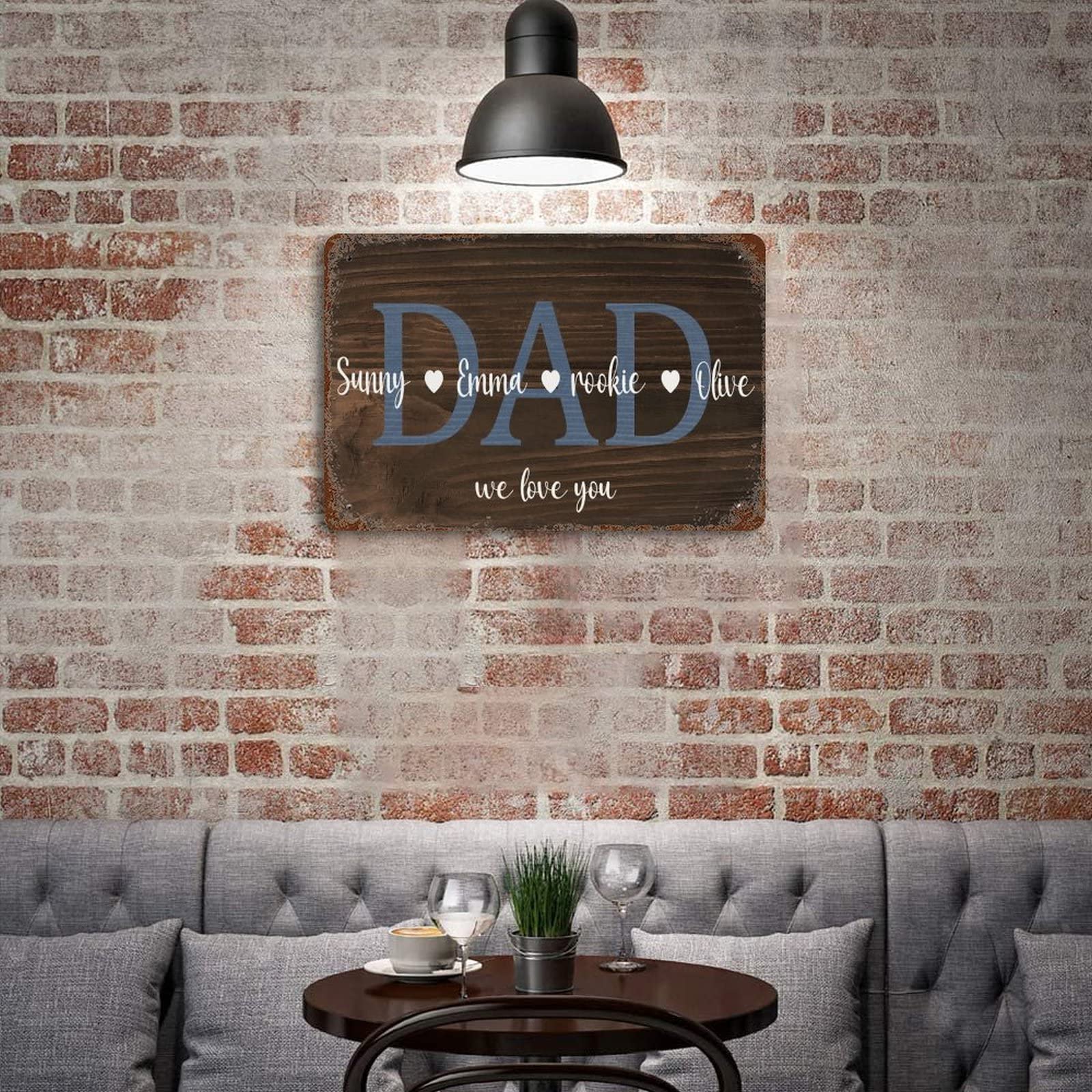 Personalized Vintage Dad Sign - Custom Metal Plaque With Name, Retro Wall Decor For Garage, Man Cave, Garden (8"x12")