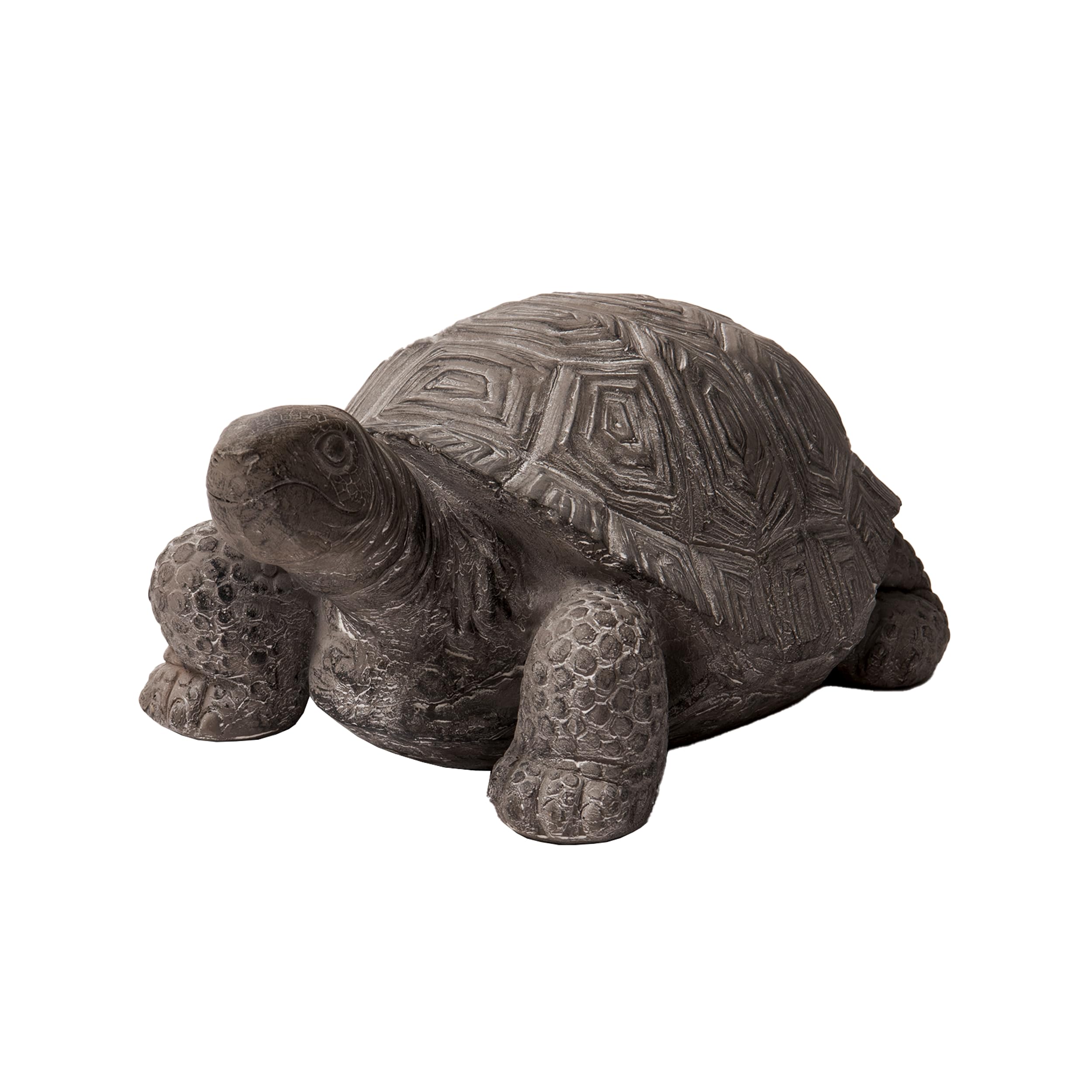 XBrand 16.1" L Grey Polystone Walking Turtle Statue, Indoor Outdoor Décor, Living Room Décor, Turtles Sculptures, Yard Statues