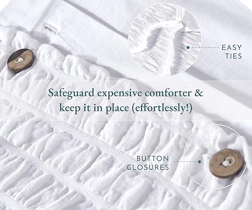 Miniatura 5 de California Design Den Juego de funda de edredón tamaño Queen, 400 hilos, 100% algodón, 3 piezas, funda de edredón y funda de almohada, funda de