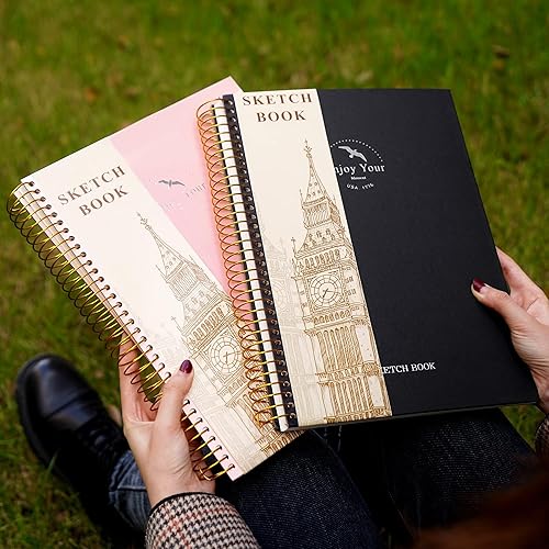 Miniatura 7 de Cuaderno de bocetos de tapa dura para dibujo, 120 hojas de 5 x 7 pulgadas, cuaderno de bocetos en espiral para mujeres, hombres, niños y adultos con