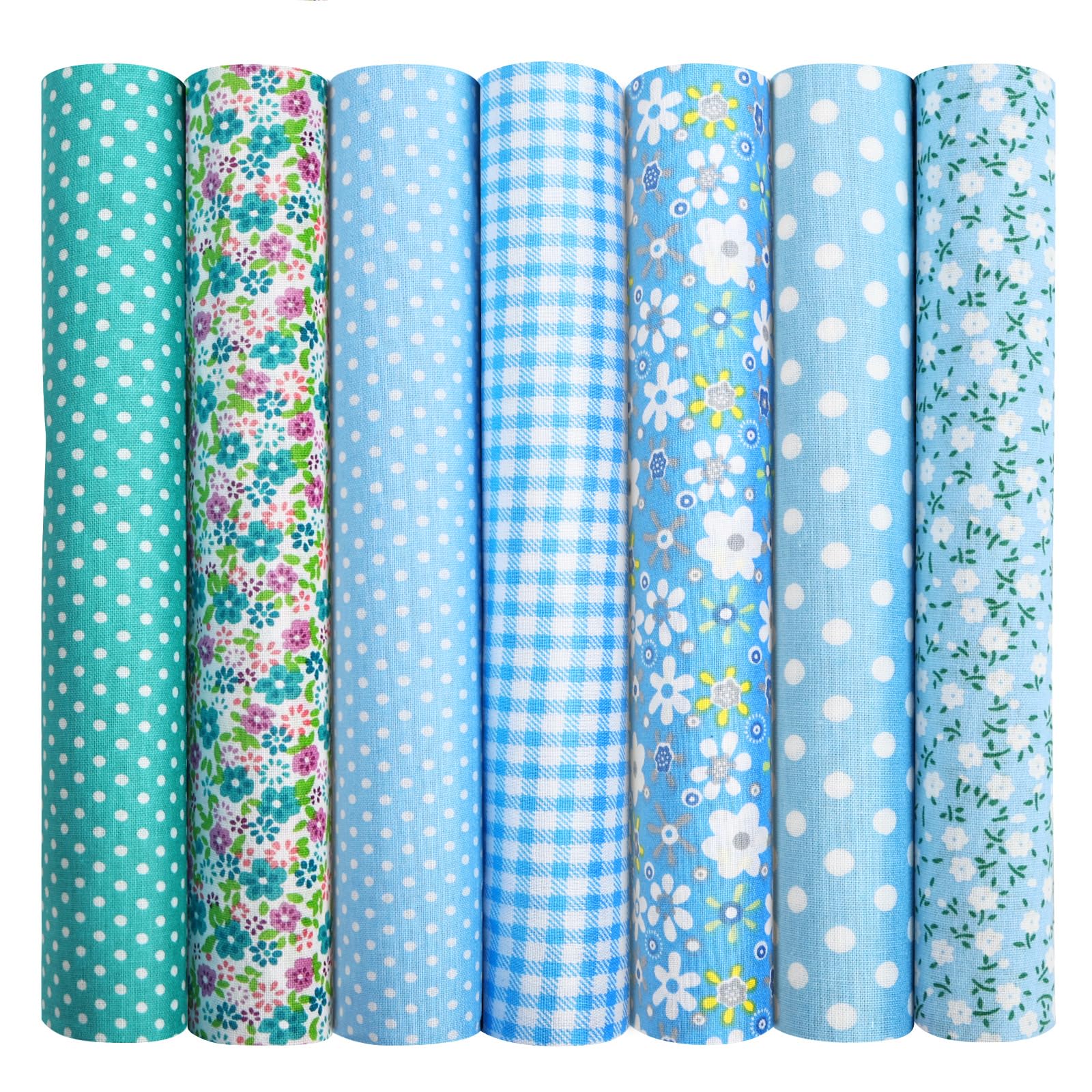 Aucuu 7er Set Baumwollstoff Paket, 50 x 50cm Stoffe zum Nähen, Patchwork Stoffe, Patchwork zum Quilten, Stücke Paket zum Quilten, DIY Basteln Handwerken, Puppenkleidung