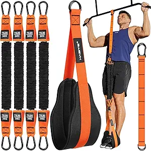 Pull Up Assistance Bands Set - 4 Heavy Duty Resistance Bands 300lbs, Adjustable Weight/Size with Footrest for Home Gym Strength Training