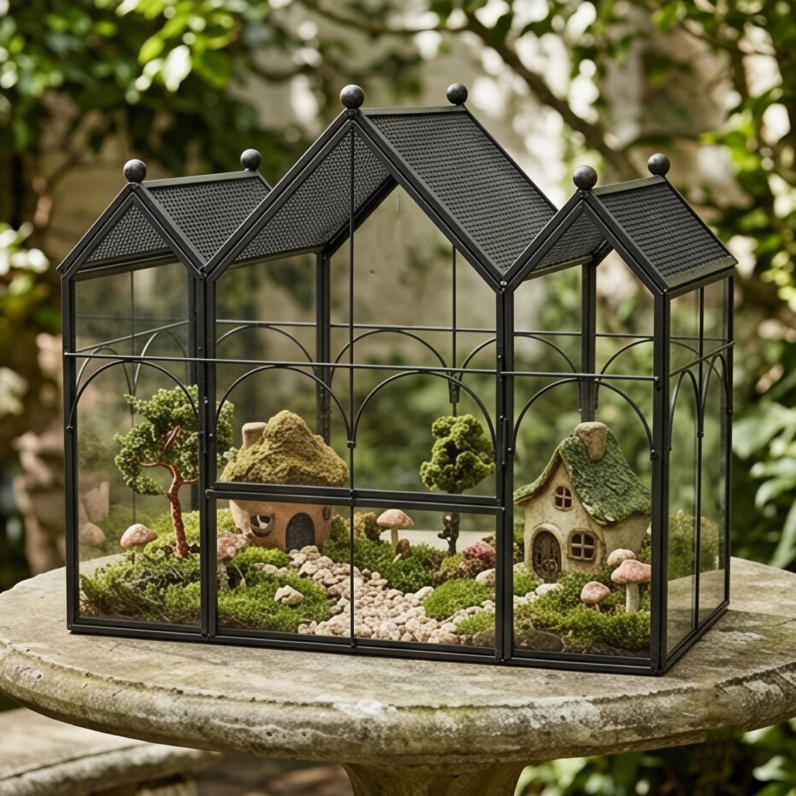 Contenitore per esposizione per terrario, Gold Double Roof