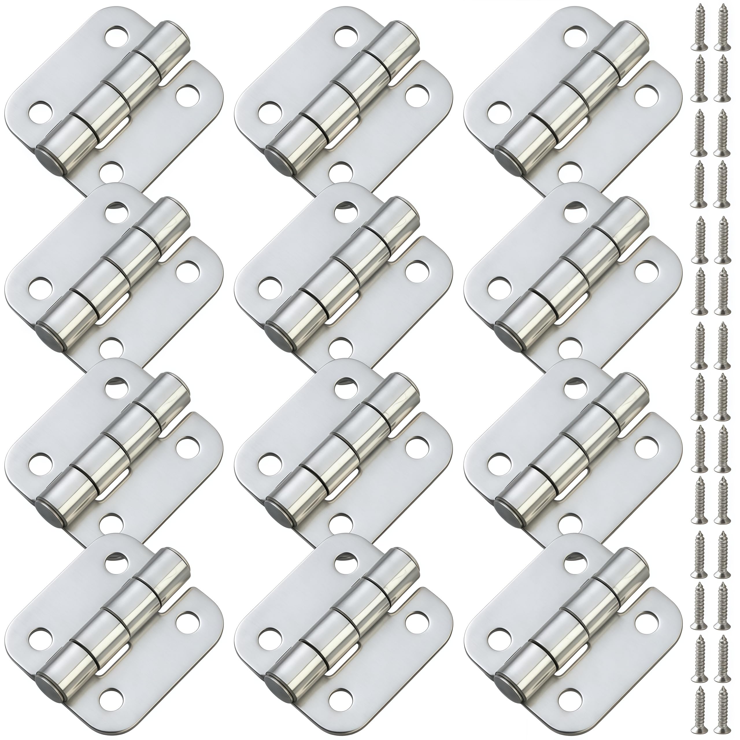Hinges 12 Pack of 270 Degree Stainless Steel Folding Hinges Suitable for Bedrooms Rvs Garages Storage Sheds and Livestock Facilities 40 * 36 * 2mm Flat Hole (Mother and Child Pin Type)