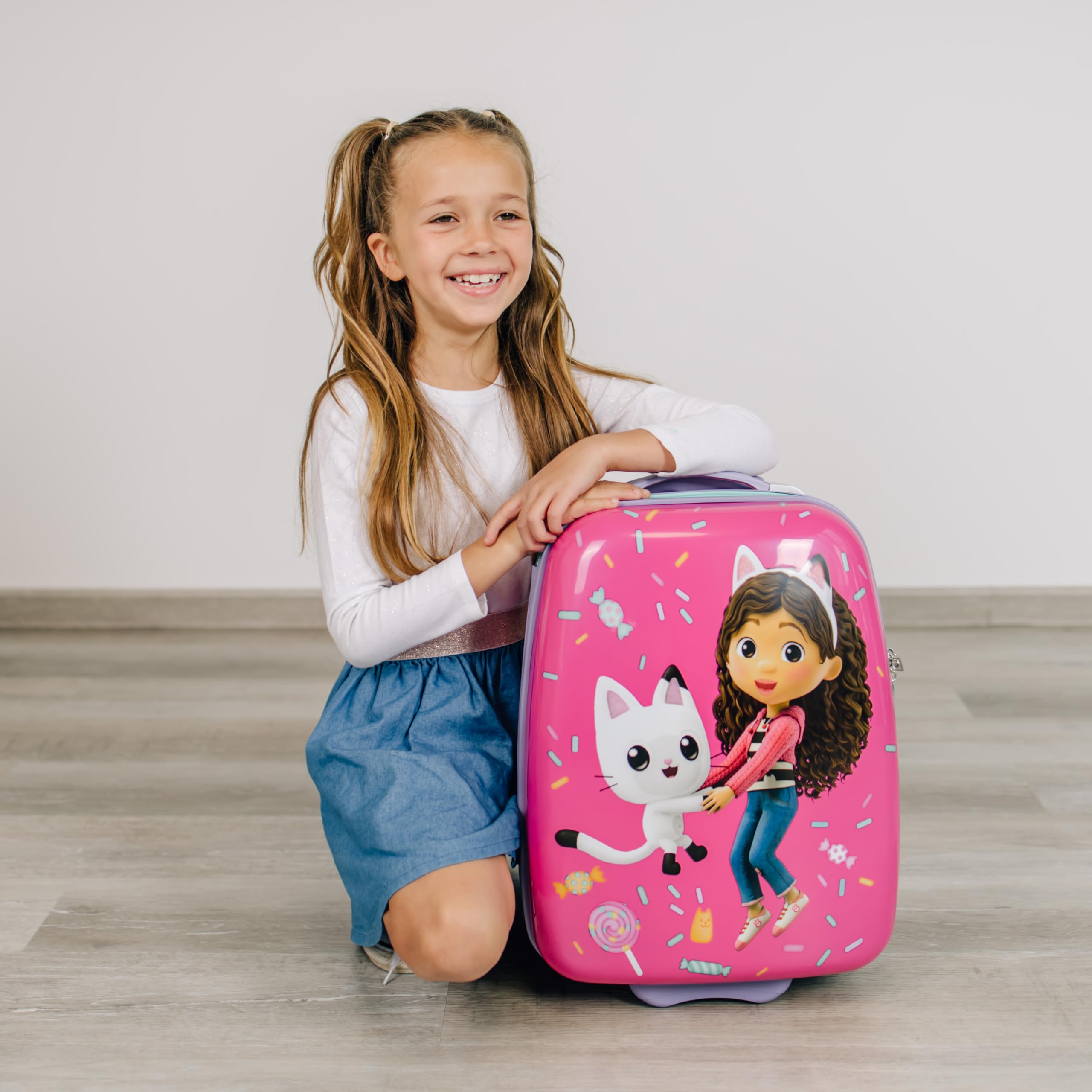 Undercover - Walizka na kółkach z poliwęglanu – Gabby's Dollhouse Design – 40 cm – z paskami napinającymi i kieszenią na zamek błyskawiczny – drążek teleskopowy – lekki i wytrzymały – dla dzieci,