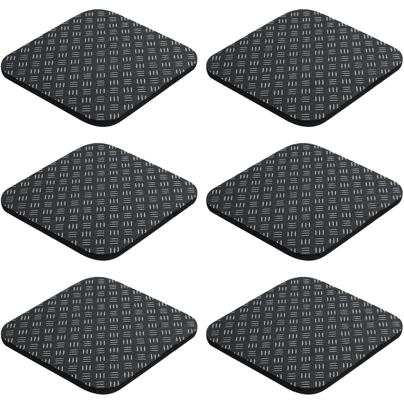 Pack de 6 Almohadillas para Cinta de Correr Antideslizante Doble Cara, 10x10x0,5cm Alfombra de Goma para Exteriores, Cojín Antivibración de PU para Bicicleta Estática, Fitness y Lavadora, Negro