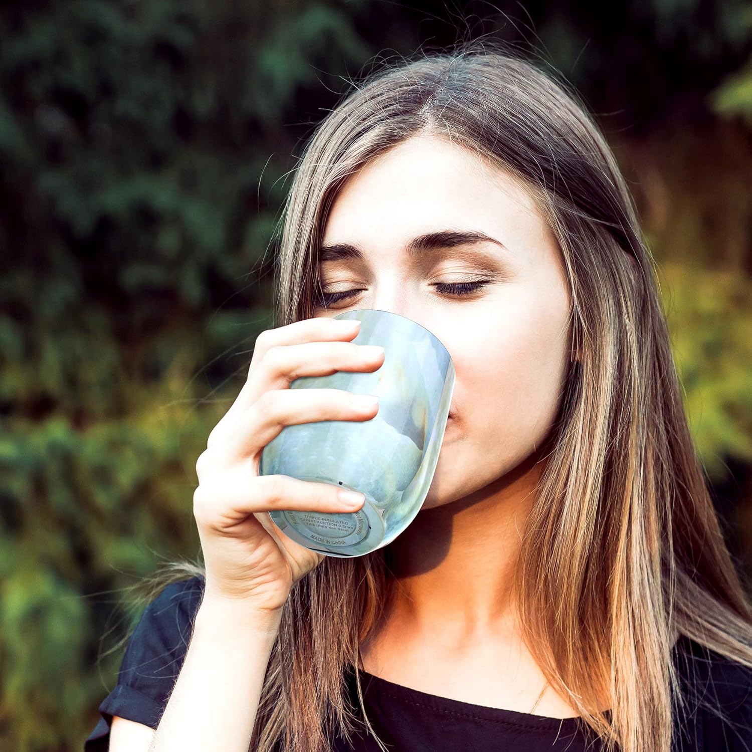 THILY Stemless Wine Tumbler Vacuum Insulated 12 oz Triple-Insulated Stainless Steel Wine Glass with Lid, Straw, Keep Cold for Coffee, Cocktails, Opal Marble - Image 6