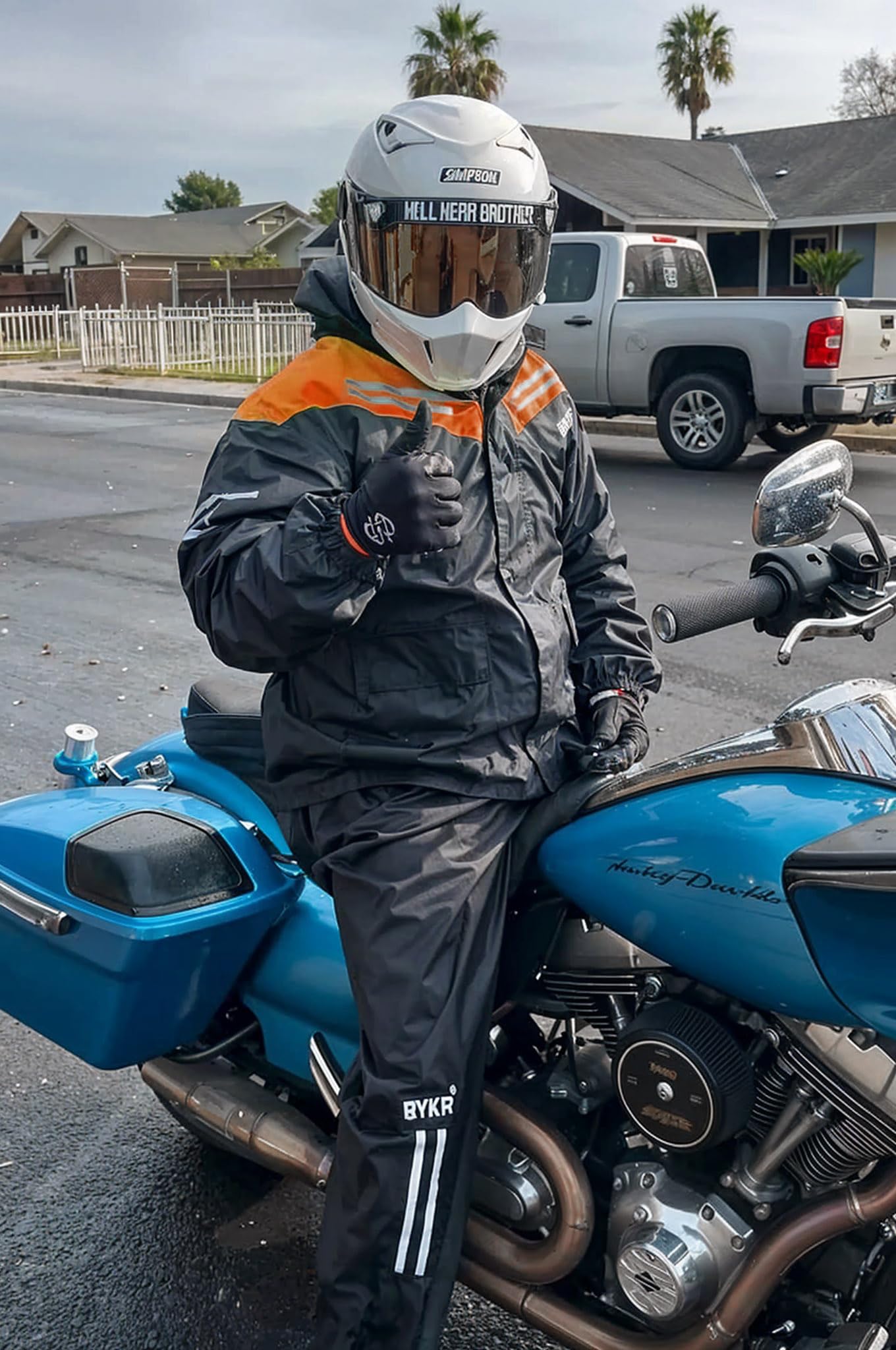 BYKR Wodoodporne outdoorowe kombinezony przeciwdeszczowe na motocykl, dla mężczyzn i kobiet, 2-częściowe, oddychające i wiatroszczelne, ochrona przed mokrą pogodą, motocross, sprzęt przeciwdeszczowy