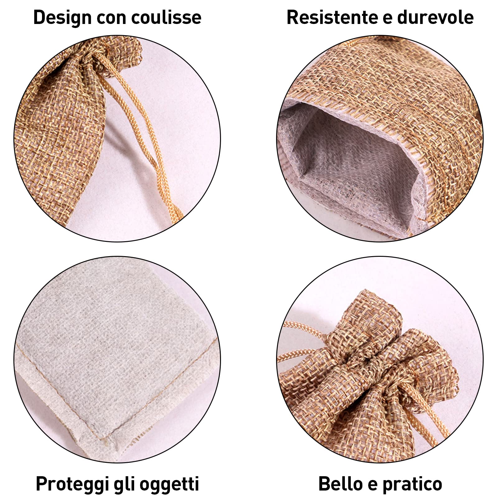 30 Sacchetti Di Iuta Con Coulisse 10x14 Cm - Sacchetti Regalo Riutilizzabili Con Etichette - Foto 8