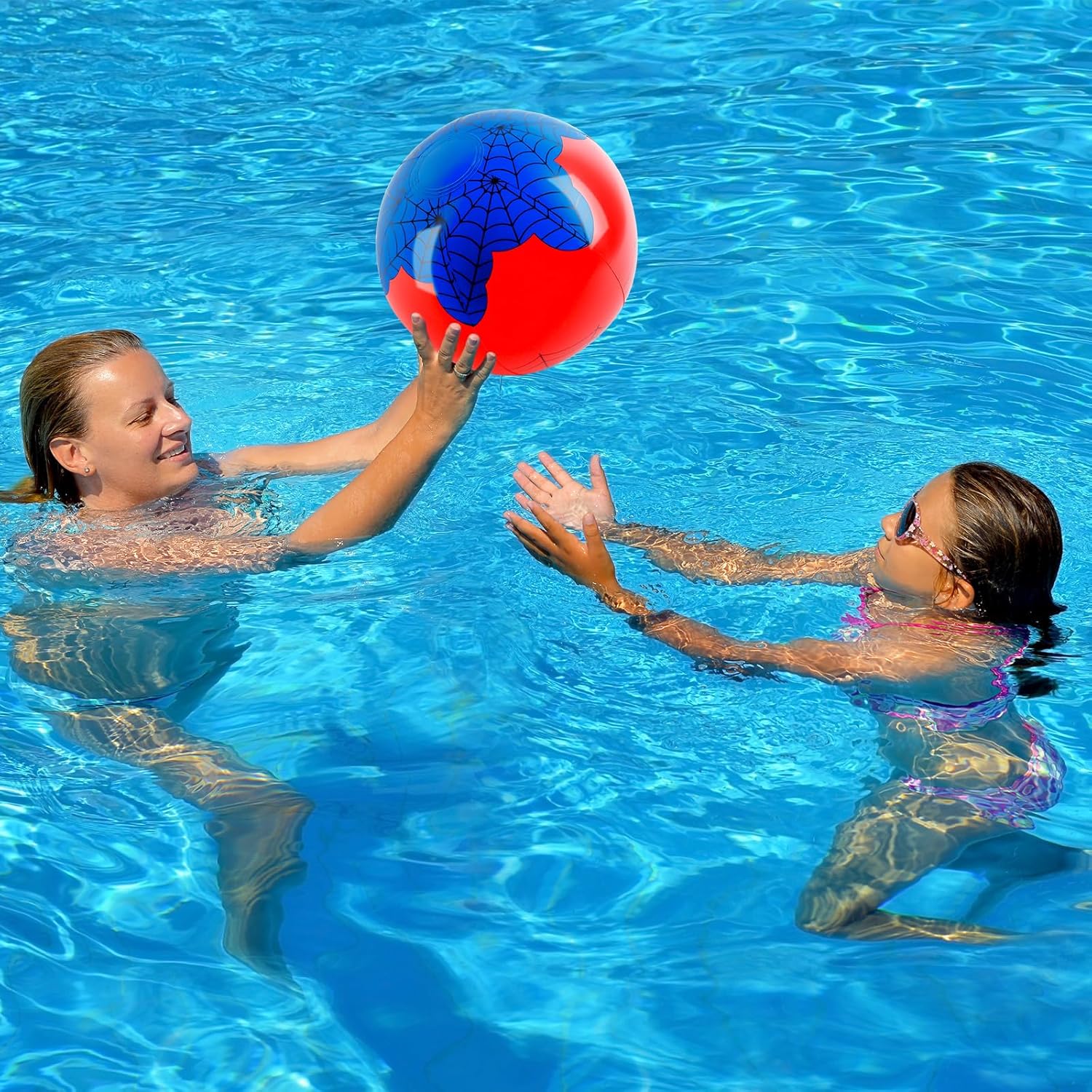 8PCS Spider Web Beach Ball 12 Inch for Kids Summer Pool Party Supplies Spider Birthday Decorations Bulk Spider-Themed Party Favors,Beach Games,Class Celebration,Outdoor Activities (Red+Blue 12inch)