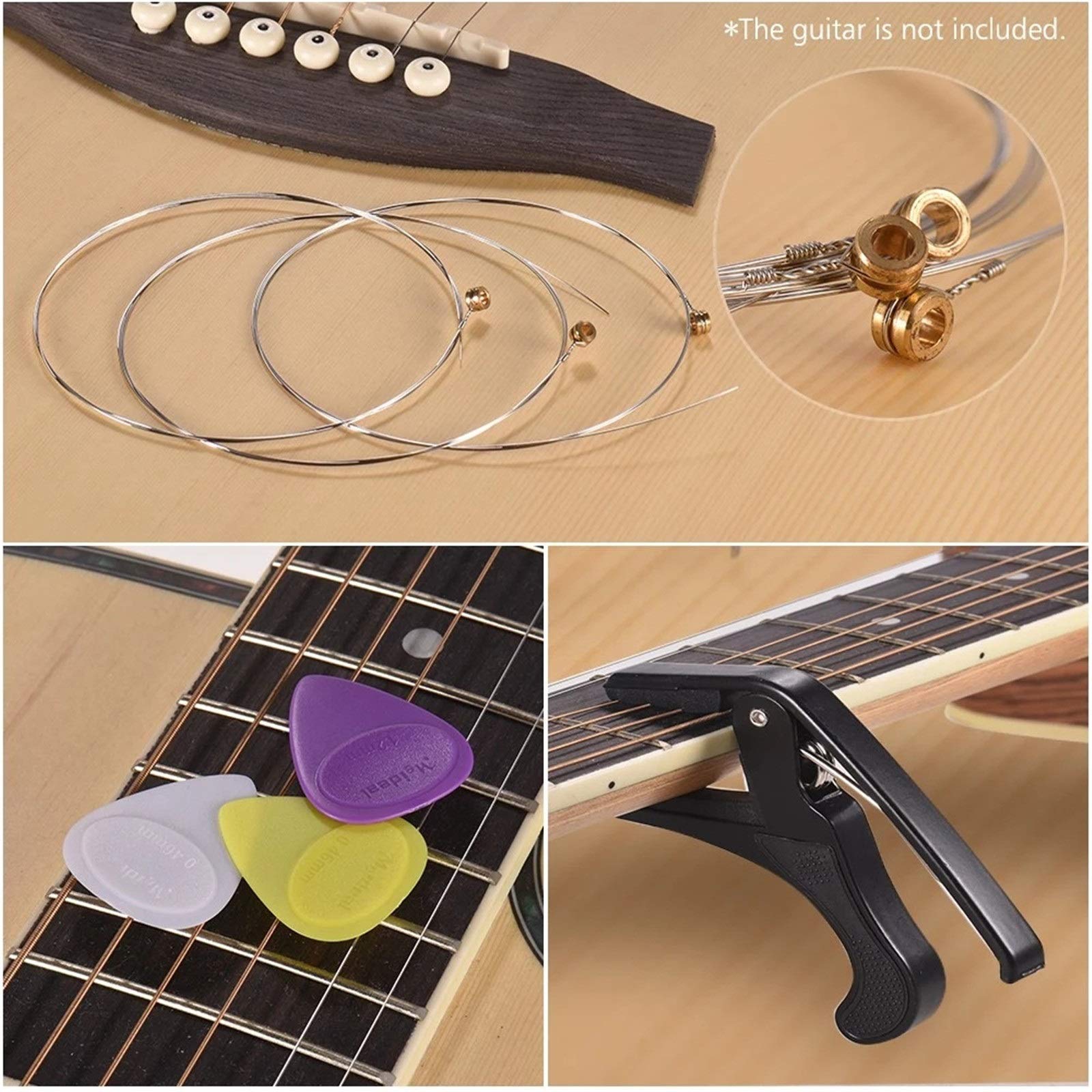 BAtlam Capotasto per Chitarra elettrica Acustica Capotasto per Chitarra elettrica con Porta Plettri (Color : Black, Size : One Size) (Black One Size)