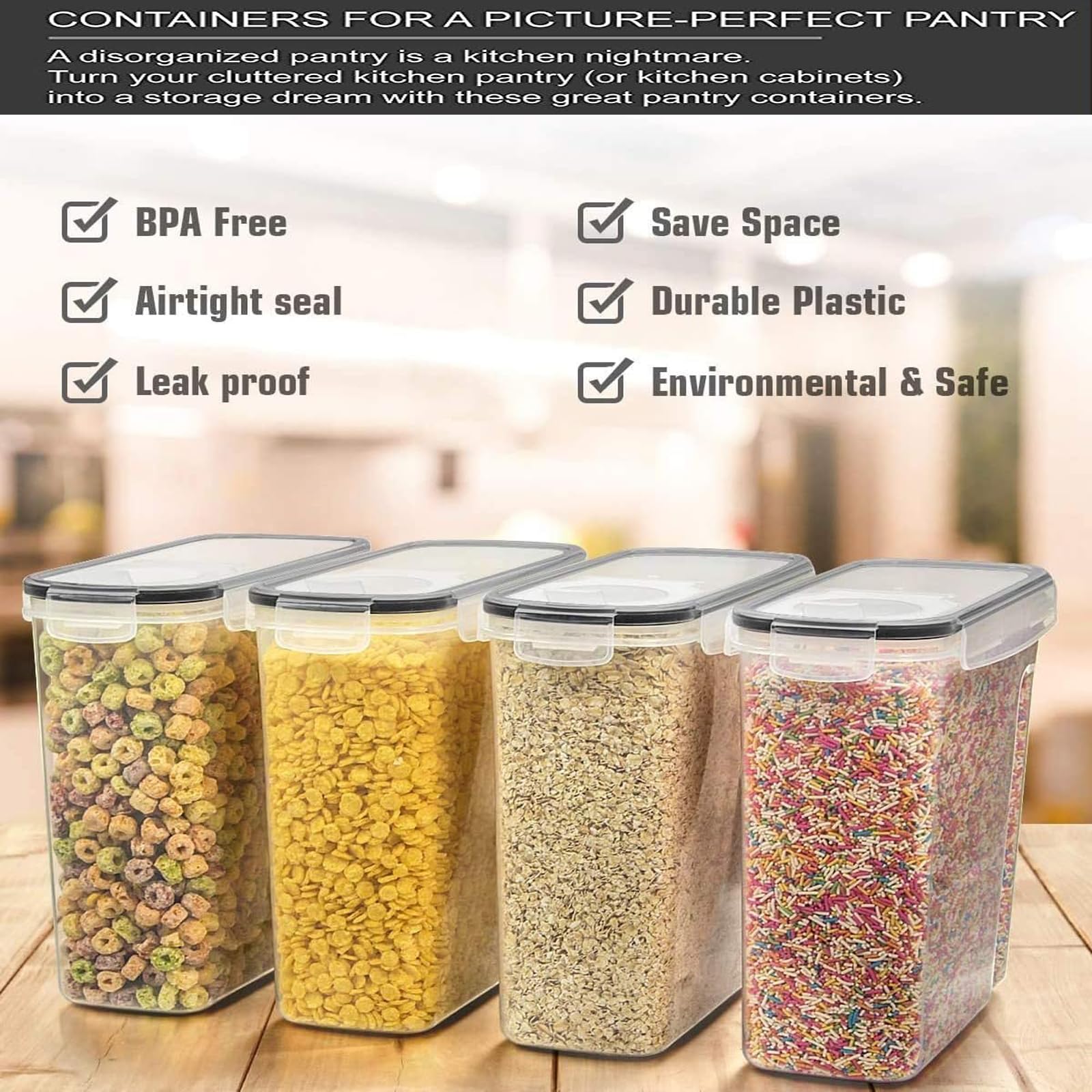 Contenitori Per Pasta 2.5L - 2 Pezzi Trasparenti Con Coperchio, Per Dispensa Ordinata - Foto 9