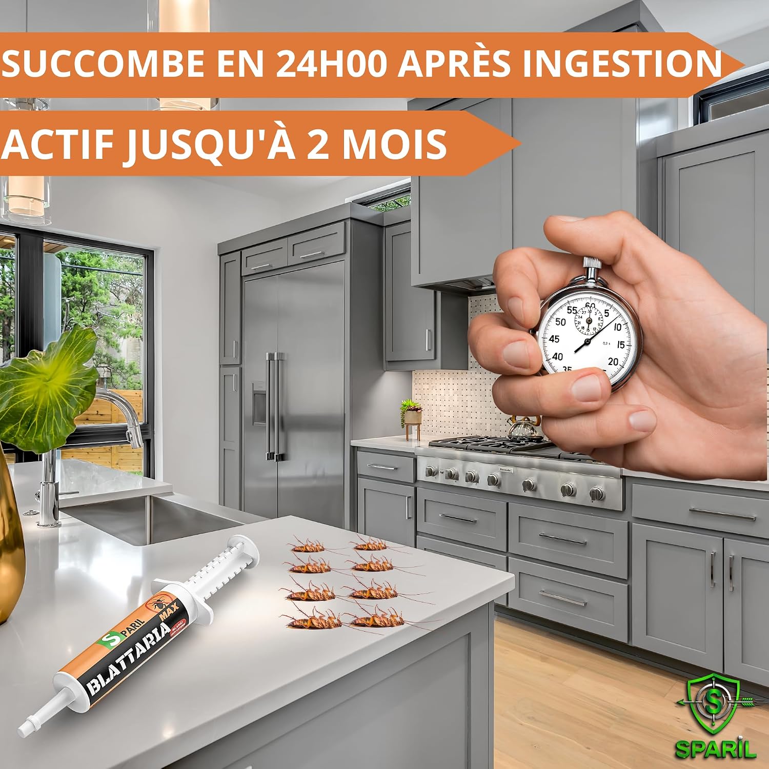 Gel Anti-Cafards Professionnel 30 g – Insecticide Efficace Sans Odeur pour Éliminer Cafards et Blattes – Protection Longue Durée Jusqu’à 2 Mois – Seringue Précise pour Cuisine et Maison. – SPARIL® — vue 5
