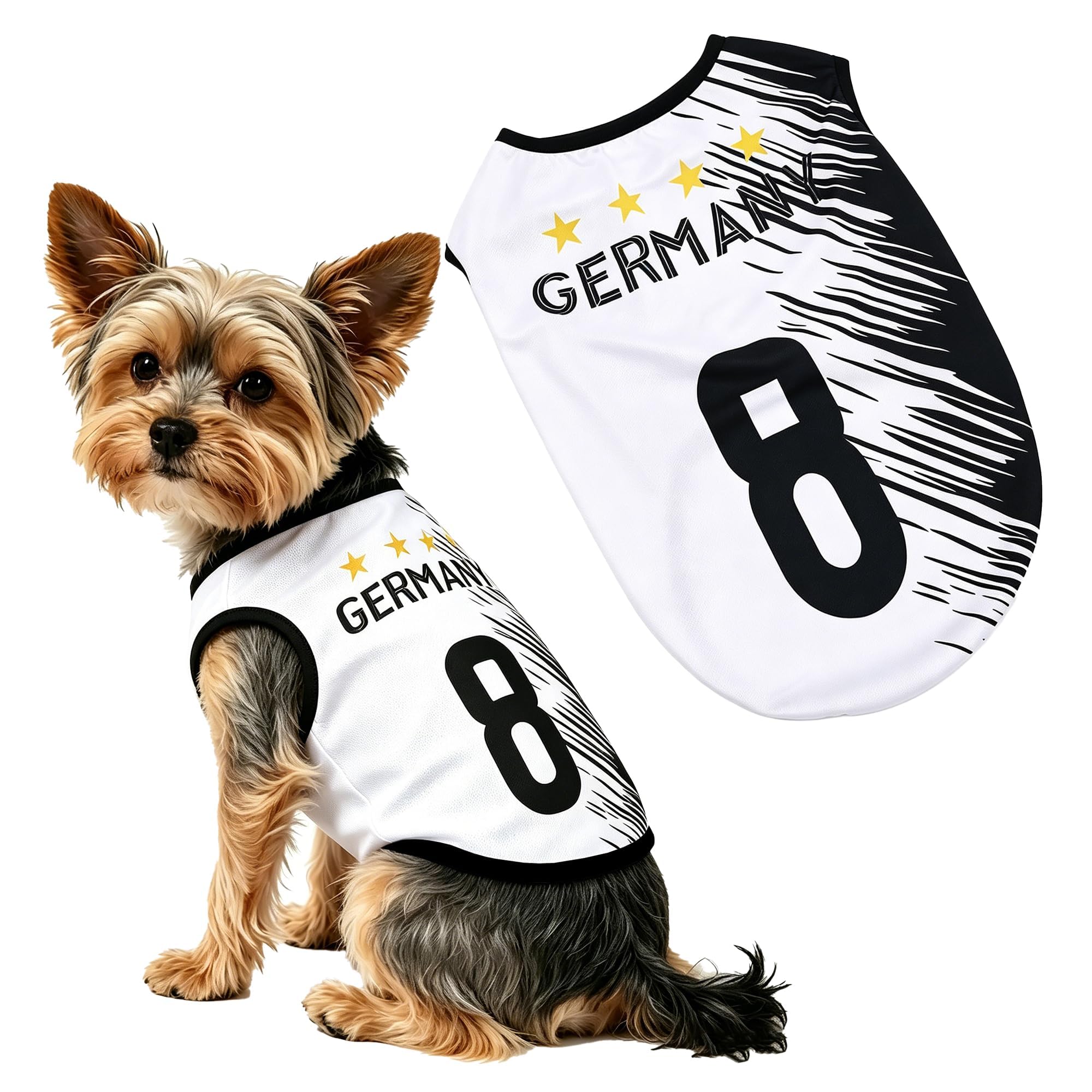 Pets Football Jersey Sports Soccer National Team Vest Cat Summer Cool Clothes Apparel Breathable Sports Costume for Dogs Dog Jersey (DE, S)