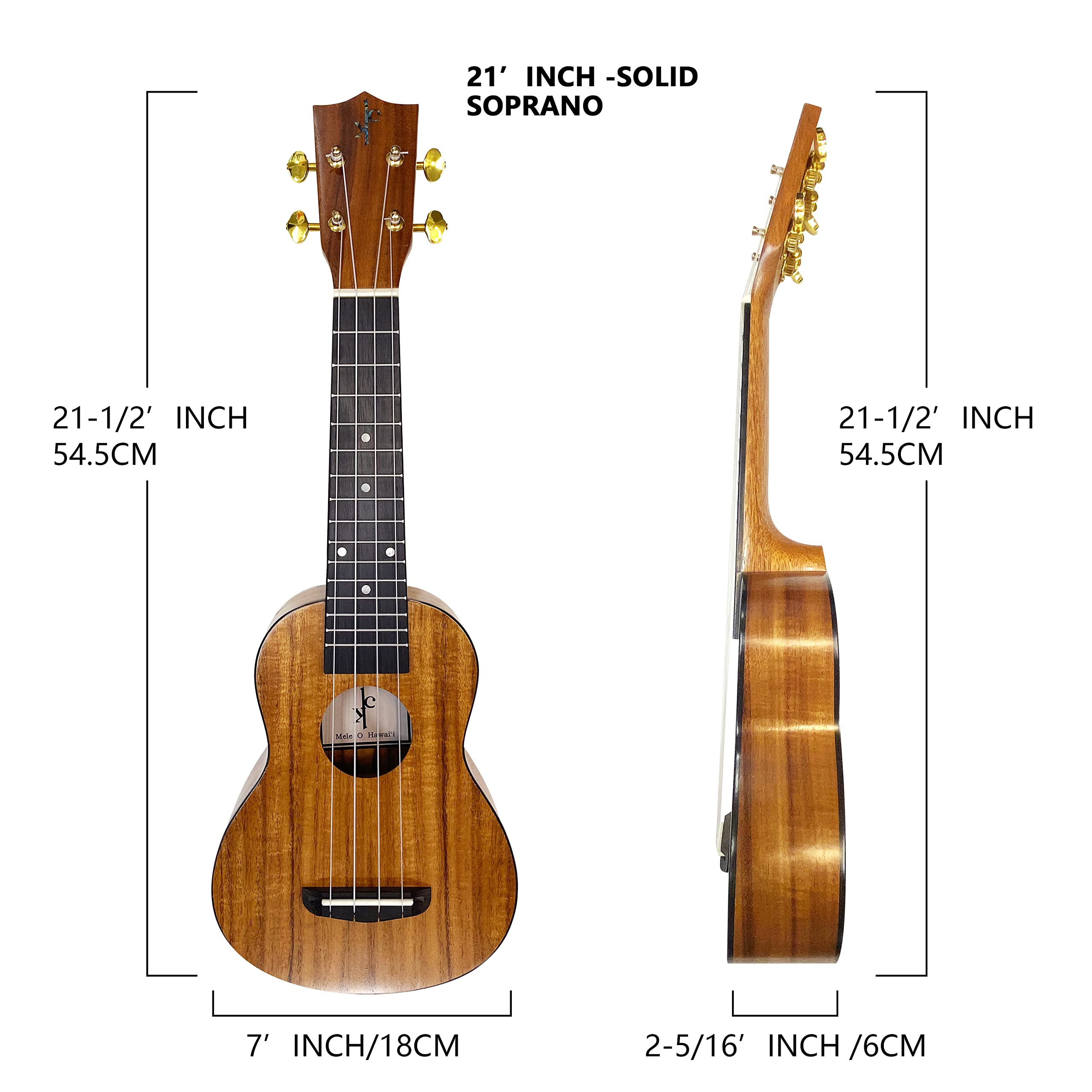 All Solid Koa Acacia Soprano 21inch Hawaiian Traditional Classic, Free Gig Bag/Box and Shipping - Image 3