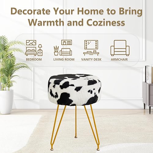 Miniatura 6 de Taburete de tocador de terciopelo, taburete otomano moderno con patas doradas ajustables, silla de maquillaje para tocador, taburete de maquillaje