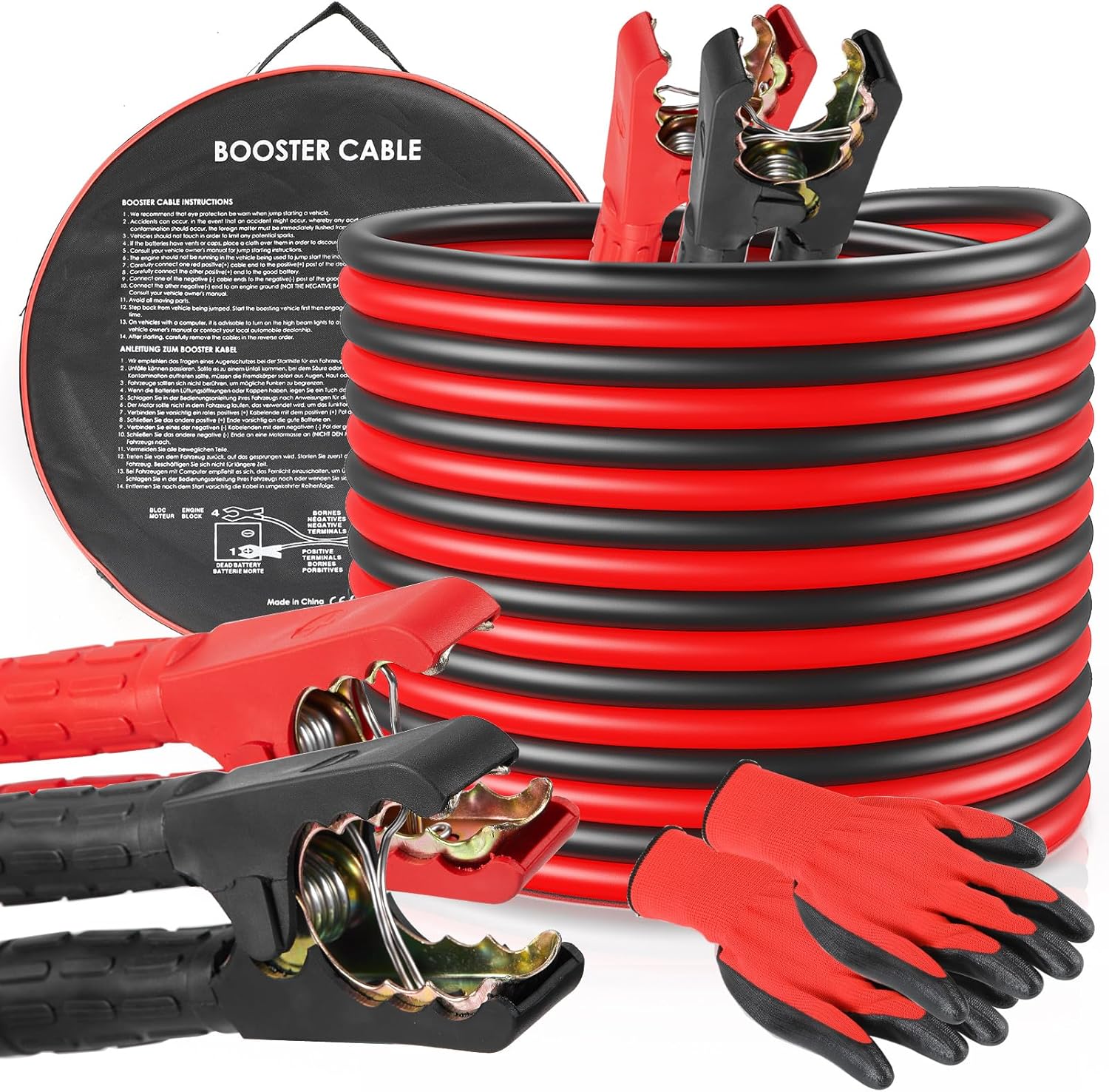 TLGREEN Cavi Avviamento Auto 6M 1500A con Guanti e Borsa