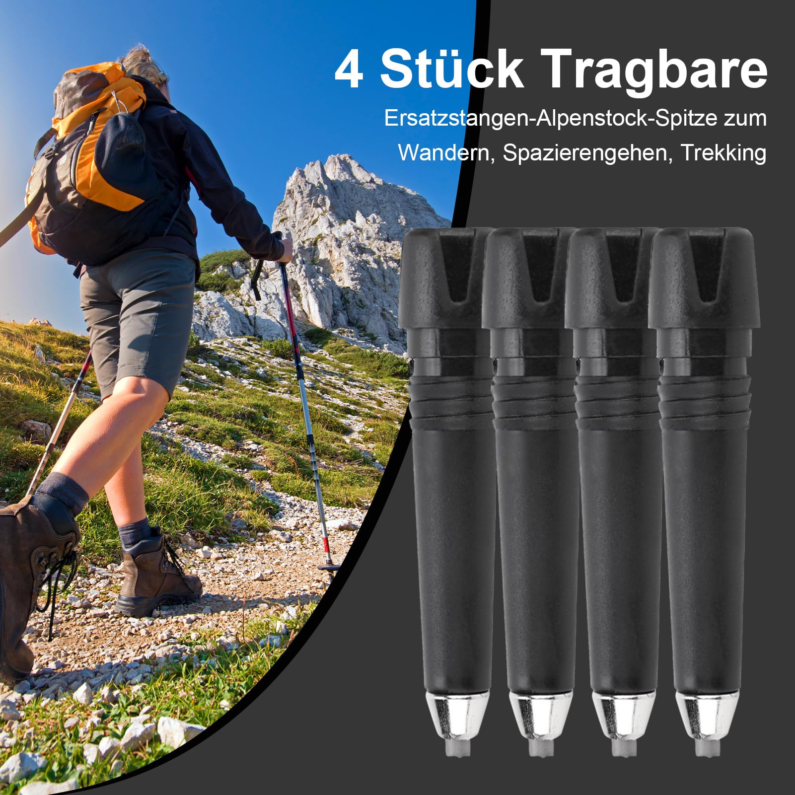 Extra duurzame rubberen tips & voeten: accessoires & vervangingen voor trekkingstokken (6 Pack